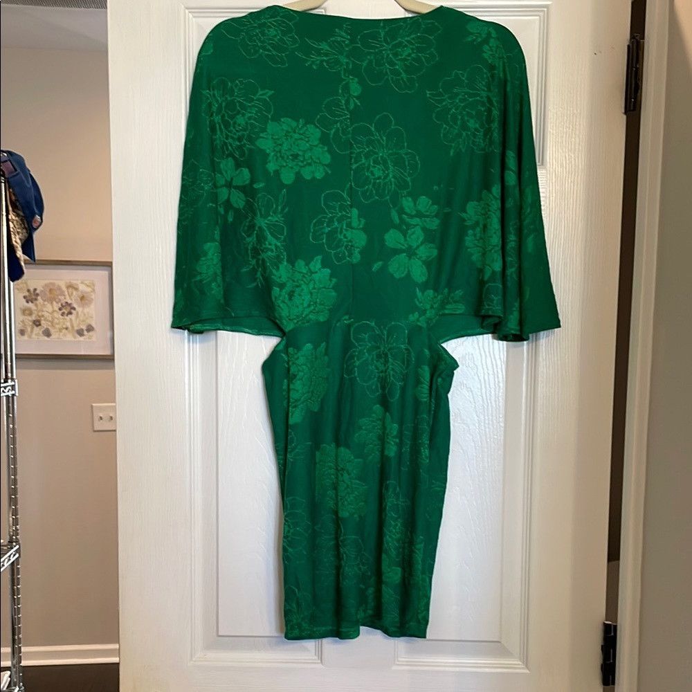 Zara Zara Vibrant Green Floral Dress Size S / US 4 / IT 40 - 4 Thumbnail