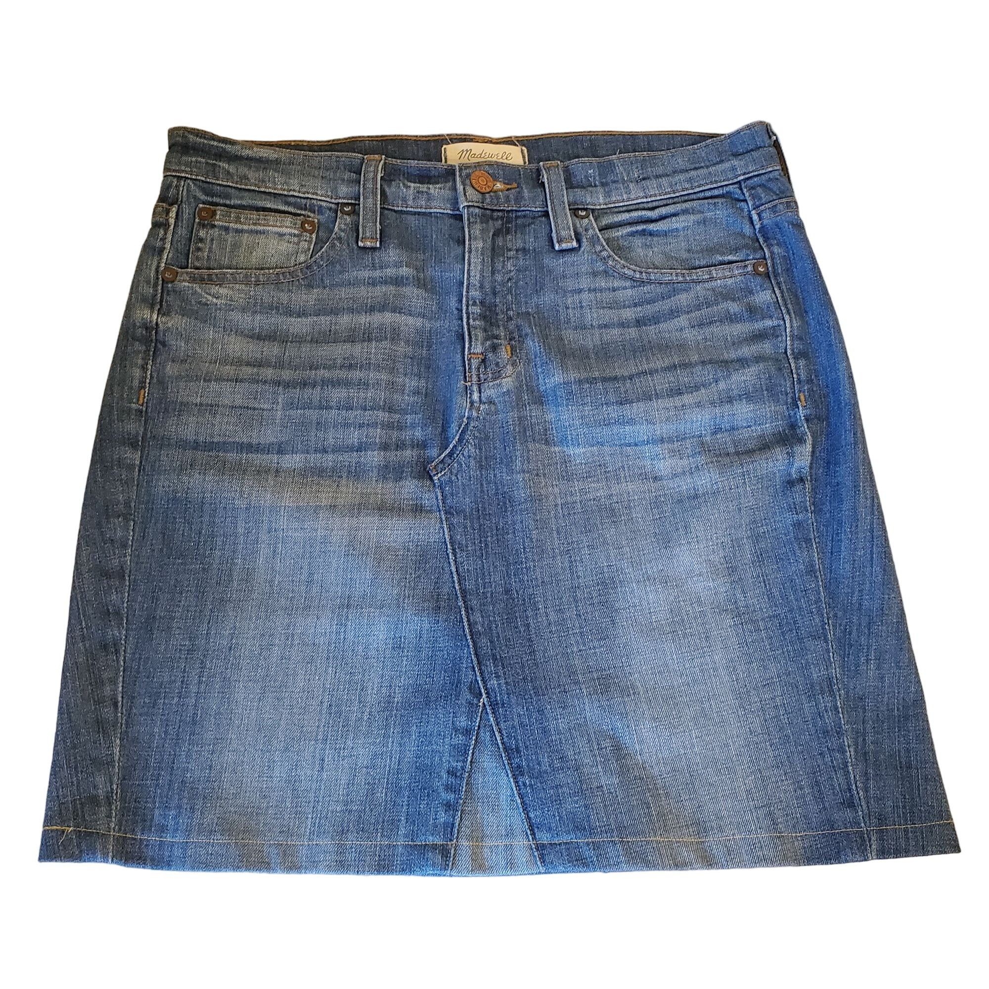 Madewell Madewell 26 The Slim Boy Jean Skirt Mini Blue Denim Grunge S Size 33" - 1 Thumbnail