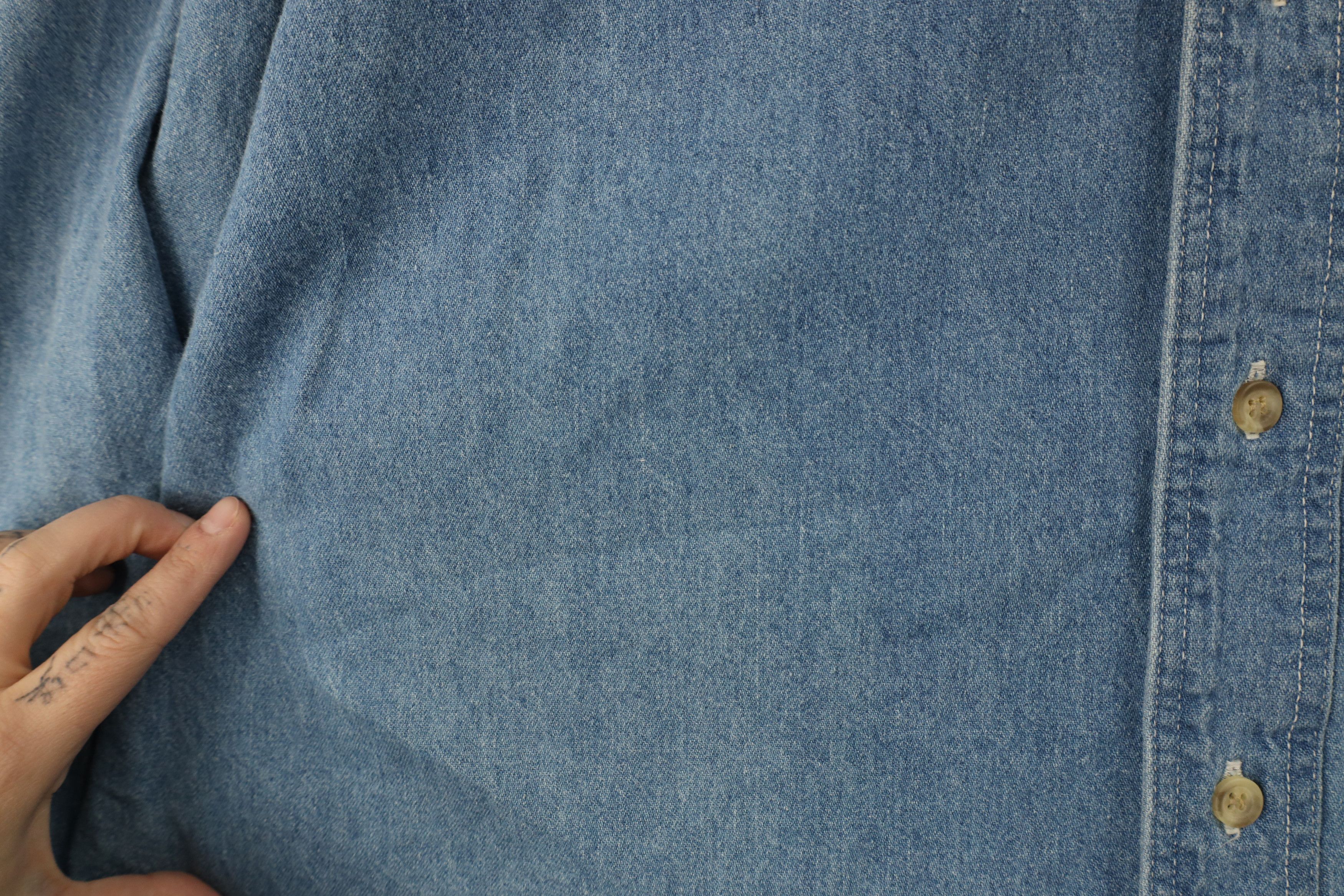 Vintage Vintage 90s Streetwear Jean Band Collar Button Shirt Blue Size US L / EU 52-54 / 3 - 6 Thumbnail