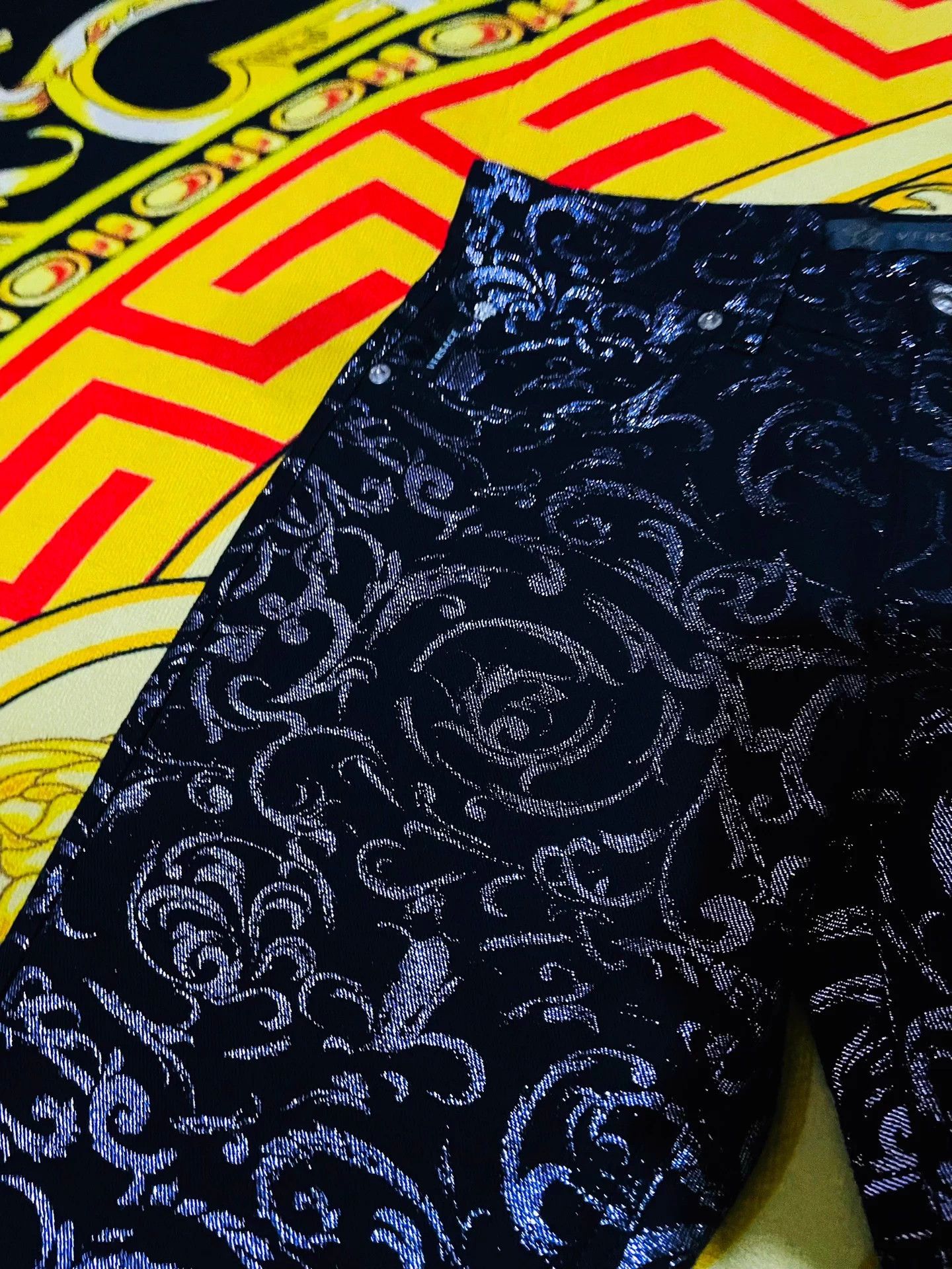 Versace Versace Runway Baroque Print Silk Denim Jeans W31 Size US 31 - 5 Thumbnail