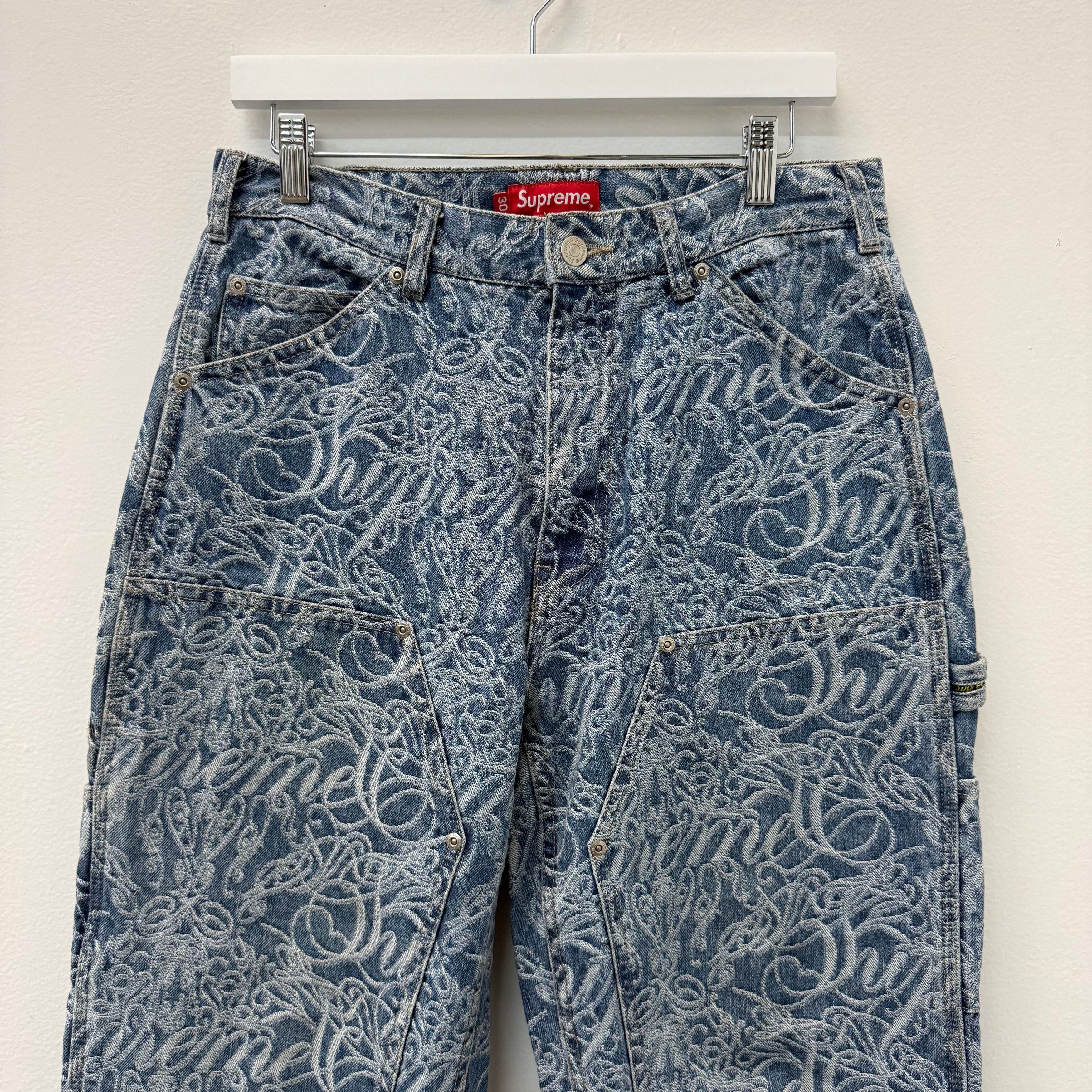 Supreme Supreme Script Jacquard Double Knee Denim Jeans - Size 30 Size US 30 / EU 46 - 2 Thumbnail