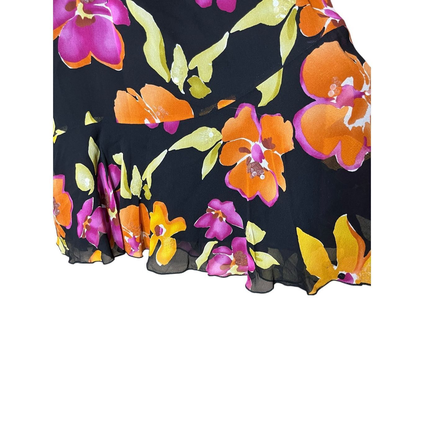 Jones New York Vintage Jones New York 100% Silk Skirt Layered Sequin Floral Size 26" / US 2 / IT 38 - 6 Thumbnail