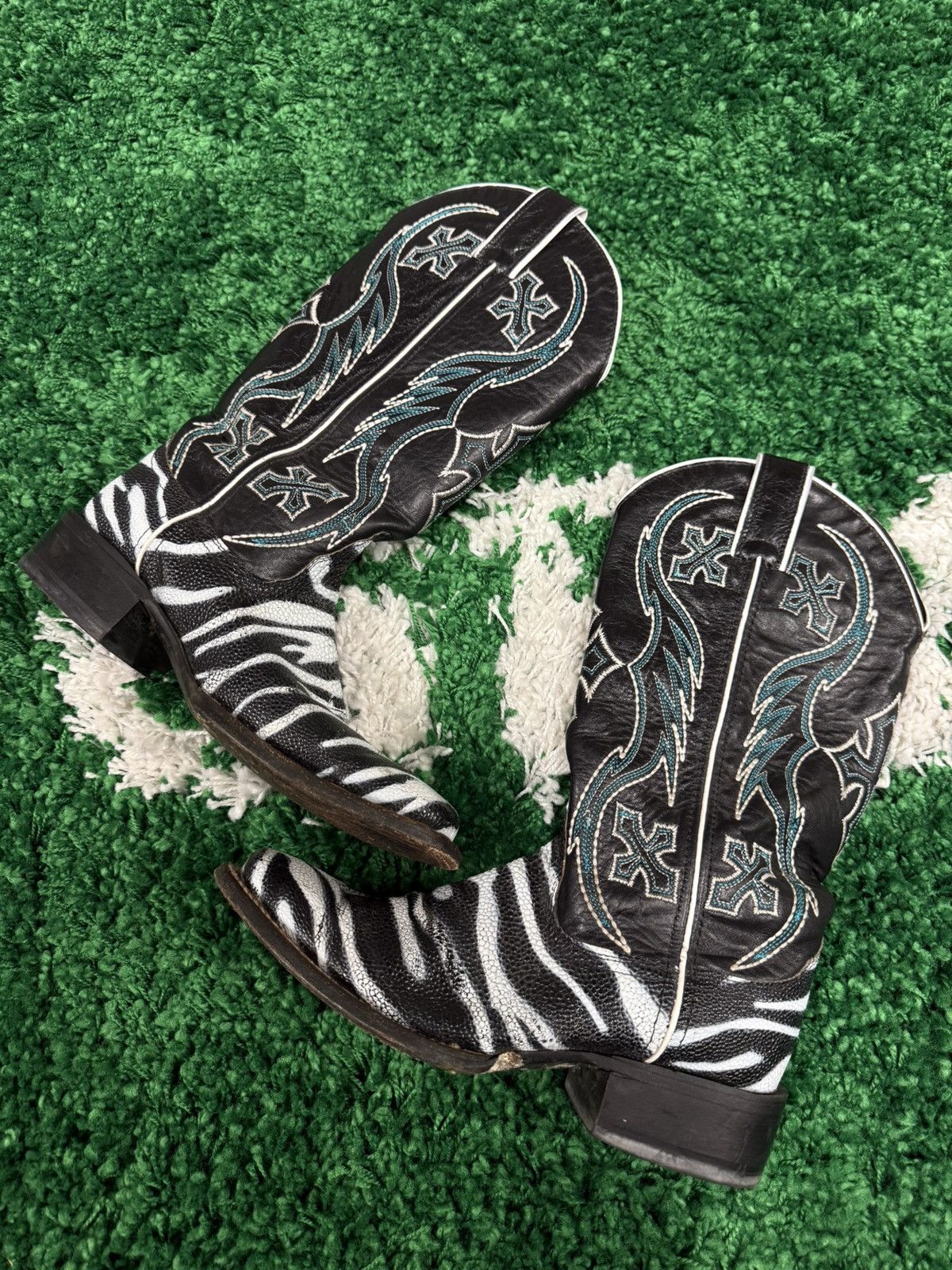 Vintage Vintage Zebra Paint Exotic Leather Cross Cowboy Boots 6.5 Size US 6.5 / EU 39-40 - 7 Thumbnail
