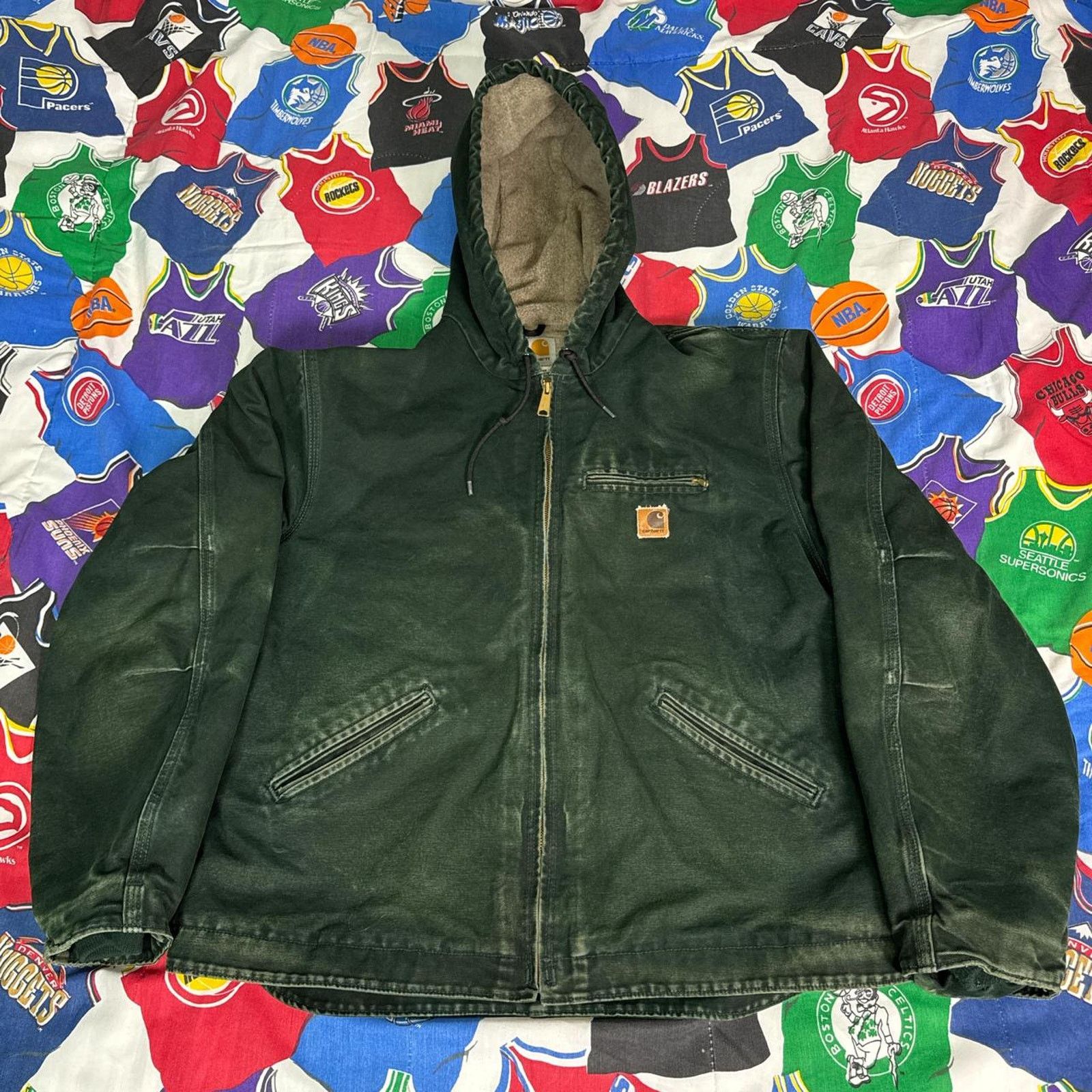 Carhartt × Vintage VTG Carhartt Detroit Jacket Hooded Sherpa J141