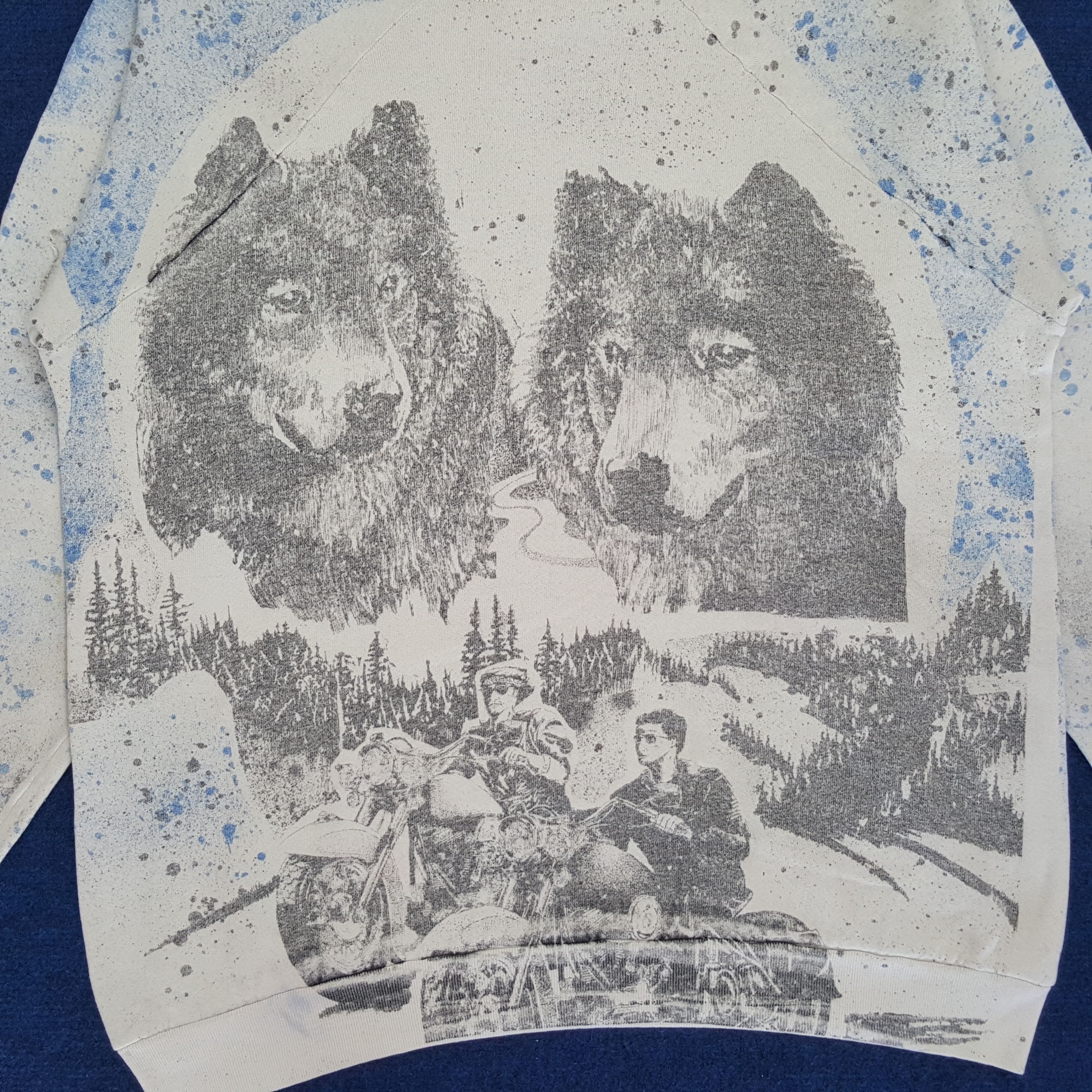 Vintage Vintage Wolf Motorcycle Art Winter Sweatshirt Size US L / EU 52-54 / 3 - 6 Thumbnail