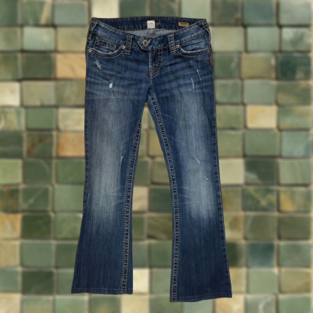Silver Jeans Co. VINTAGE Silver Jeans Tuesday Slim Boot Stretch Jeans Women 26 28x28 Low Rise Blue Denim 5-Pocket Mens? Size 26" / US 2 / IT 38 - 1 Thumbnail