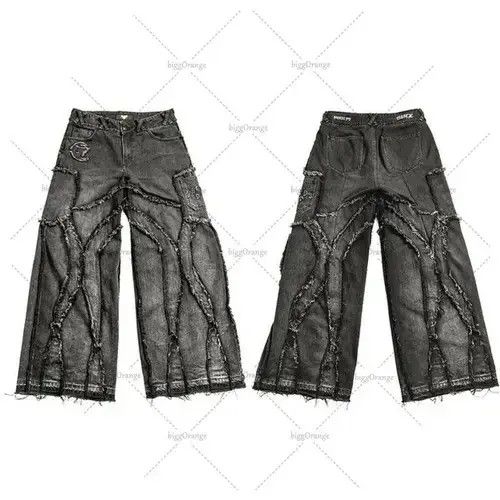Japanese Brand Punk Y2k Streetwear Loose Wash Jeans Size US 33 - 3 Thumbnail