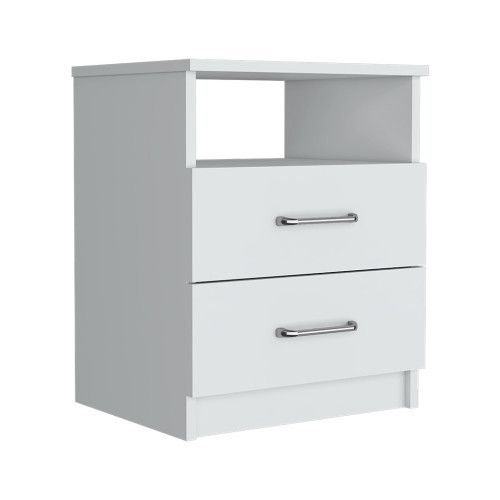 Designer × Homemade Nightstand Olienza, Two Drawers, One Shelf, White Finish Size US L / EU 52-54 / 3 - 4 Thumbnail