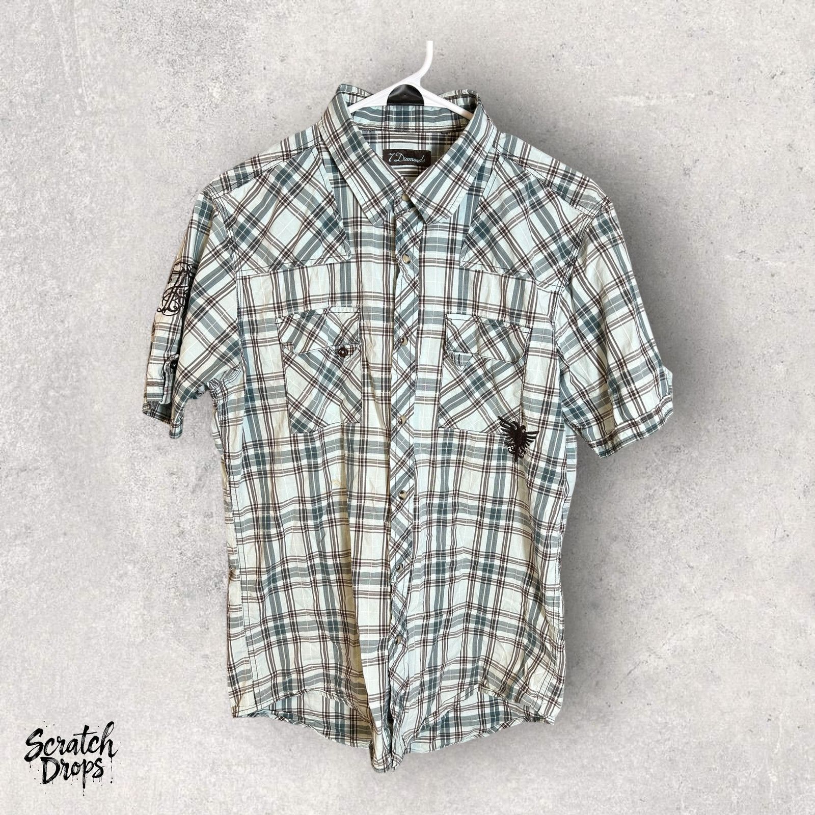 7Diamonds 7 Diamonds Men Plaid Button Up Shirt Size Large Short Sleeve Size US L / EU 52-54 / 3 - 1 Thumbnail