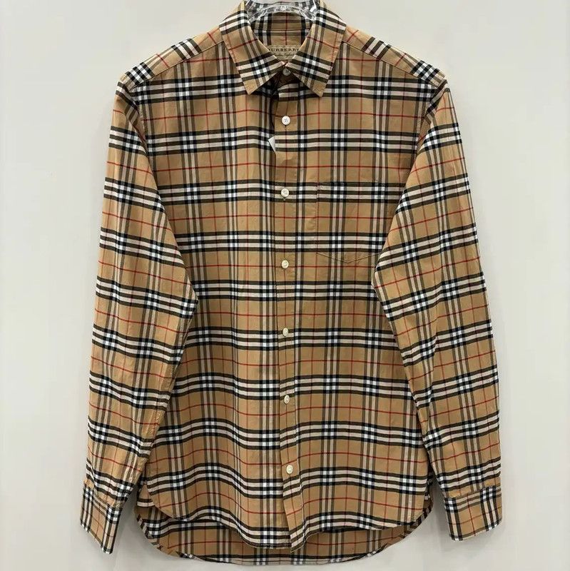 Burberry Burberry Women's XS Khaki Plaid Long Sleeve Shirt Size XS / US 0-2 / IT 36-38 - 1 Thumbnail