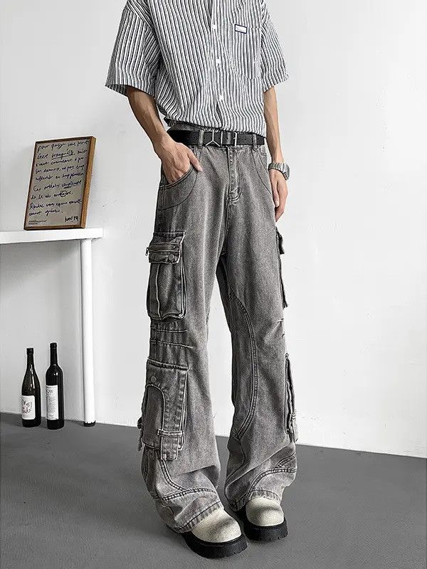 Japanese Brand Retro loose pocket micro flared jeans Size US 32 / EU 48 - 3 Thumbnail