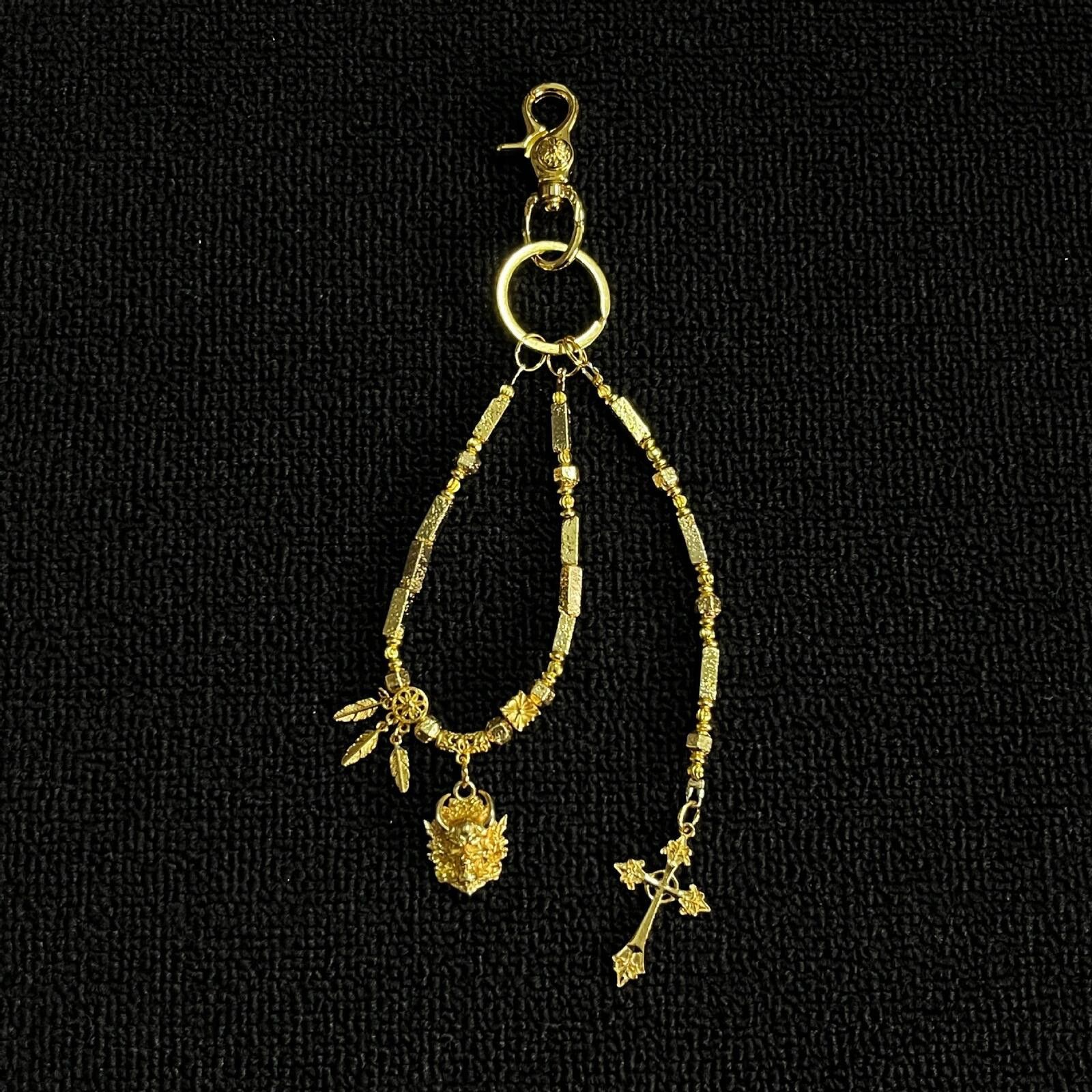 Jewelry Golden Feather Cross Skull Keychain | Street Hanging Charm Size ONE SIZE - 6 Thumbnail
