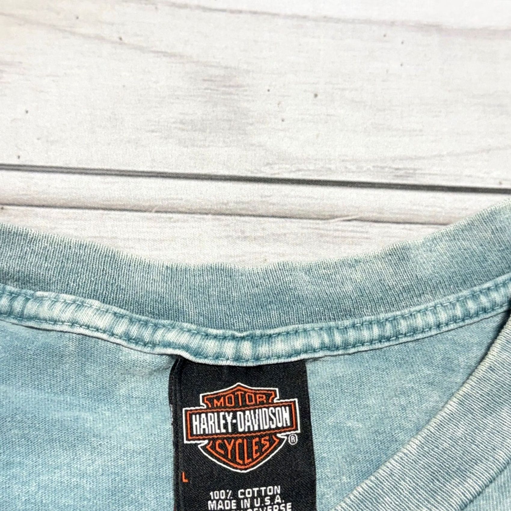Harley Davidson Harley-Davidson T-Shirt Mens Large Blue Acid Wash Clermont Florida Vintage 2003 Size US L / EU 52-54 / 3 - 6 Thumbnail