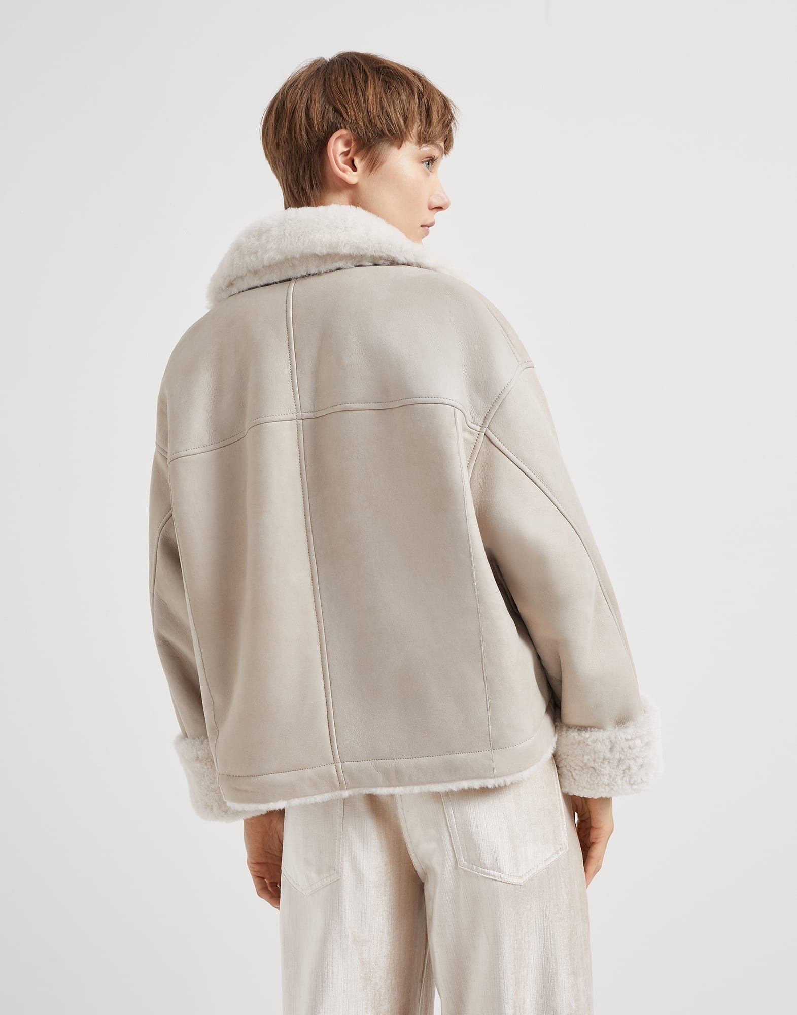 Brunello Cucinelli o1la1rc1a1025 Fur Jacket in Beige Size M / US 6-8 / IT 42-44 - 2 Thumbnail