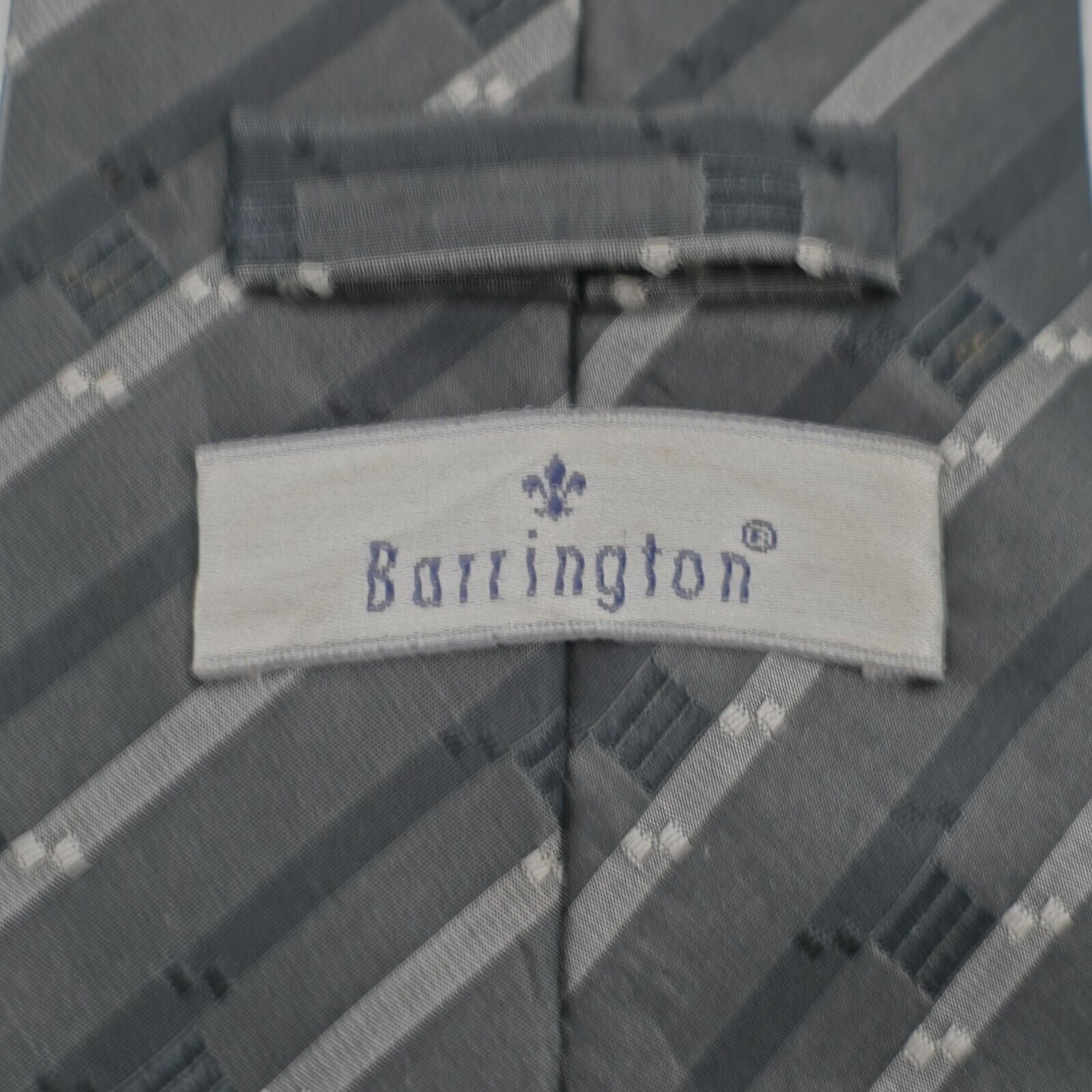 Vintage Barrington Gray Woven Geometric Striped Silver Metallic Wide Size ONE SIZE - 3 Thumbnail