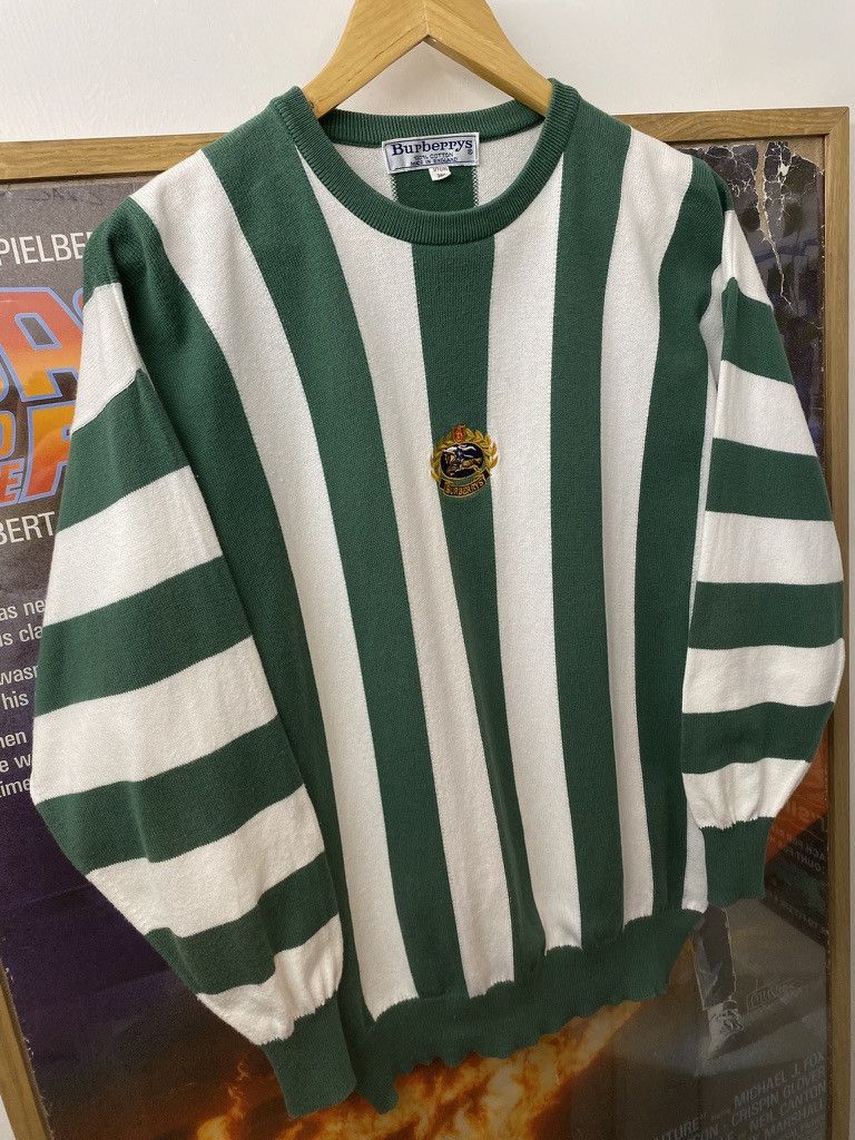 Burberry 90s Burberry Centre Crest Vertical Striped Knit Jumper Size US S / EU 44-46 / 1 - 4 Thumbnail