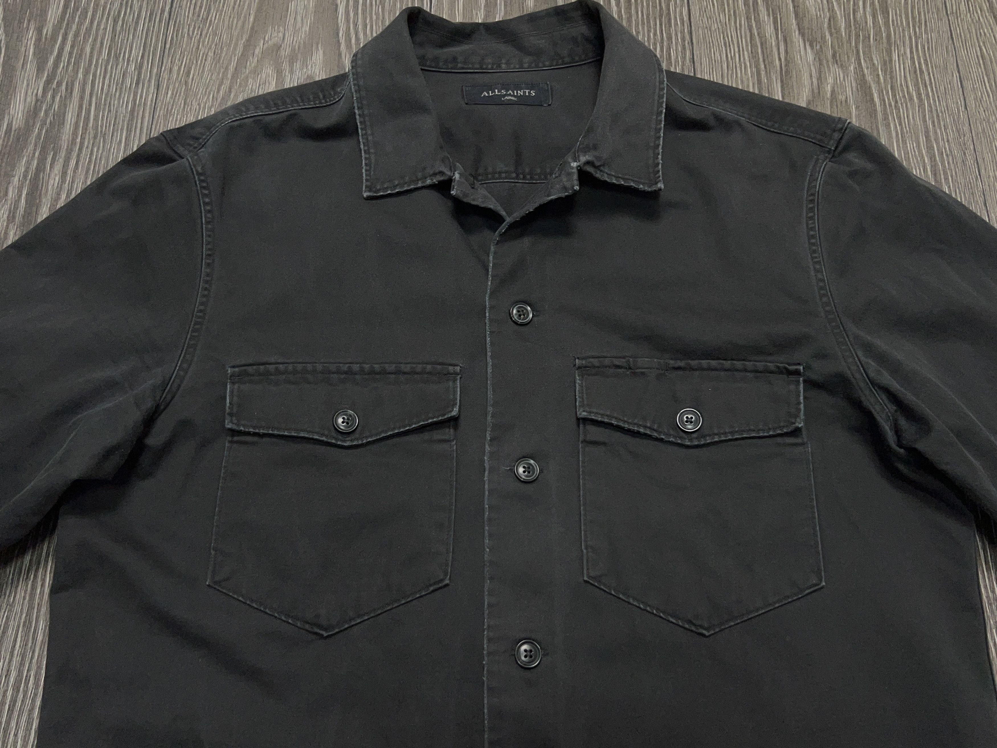 Allsaints Firebase Cotton Dark Gray Distressed Long Sleeve Shirt Size US L / EU 52-54 / 3 - 3 Thumbnail