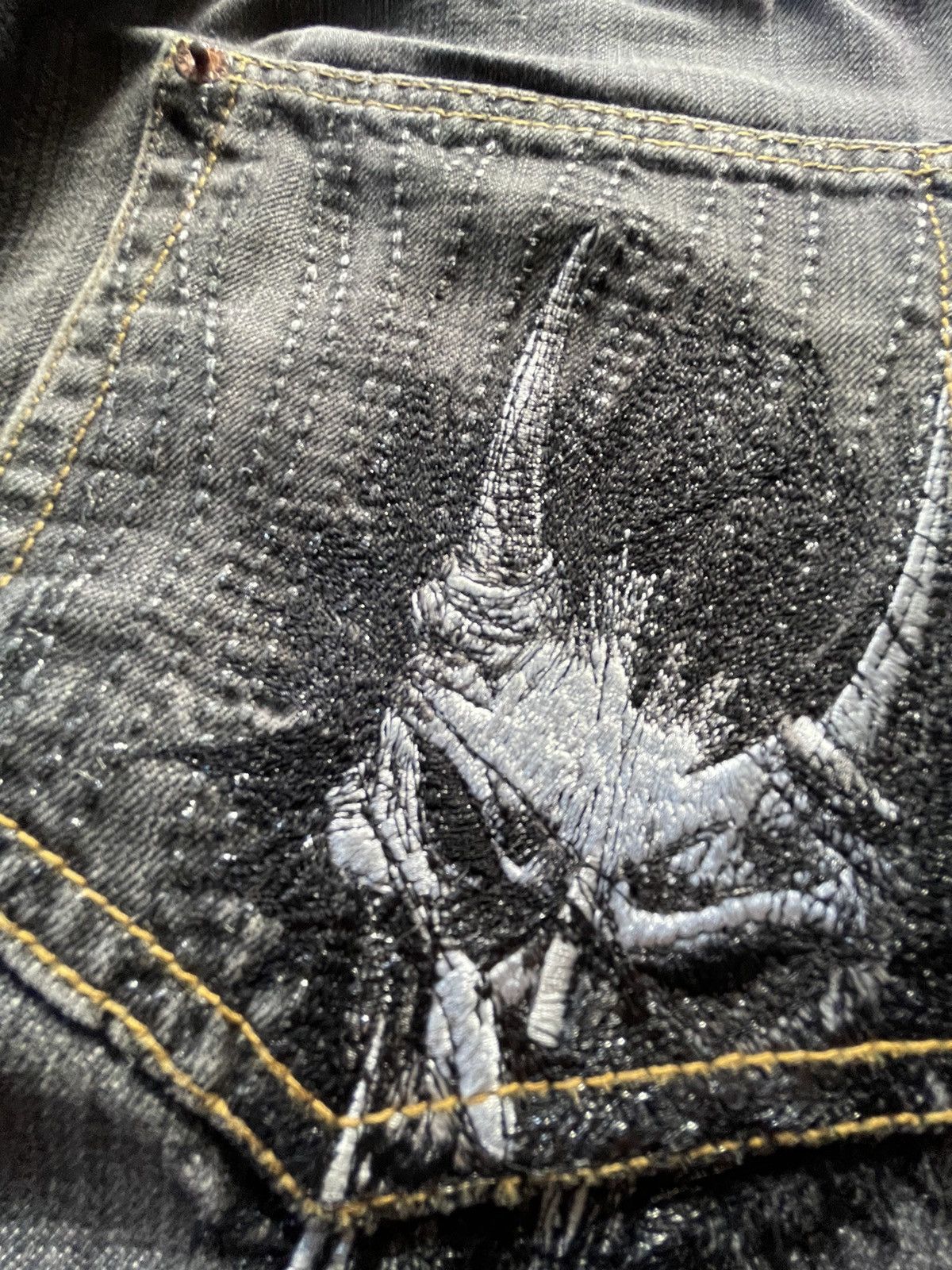 Japanese Brand × LOWBOX × Oni Oniarai Japan Embroidered Oni Japanese Folklore Denim Jeans Size US 30 / EU 46 - 20 Thumbnail
