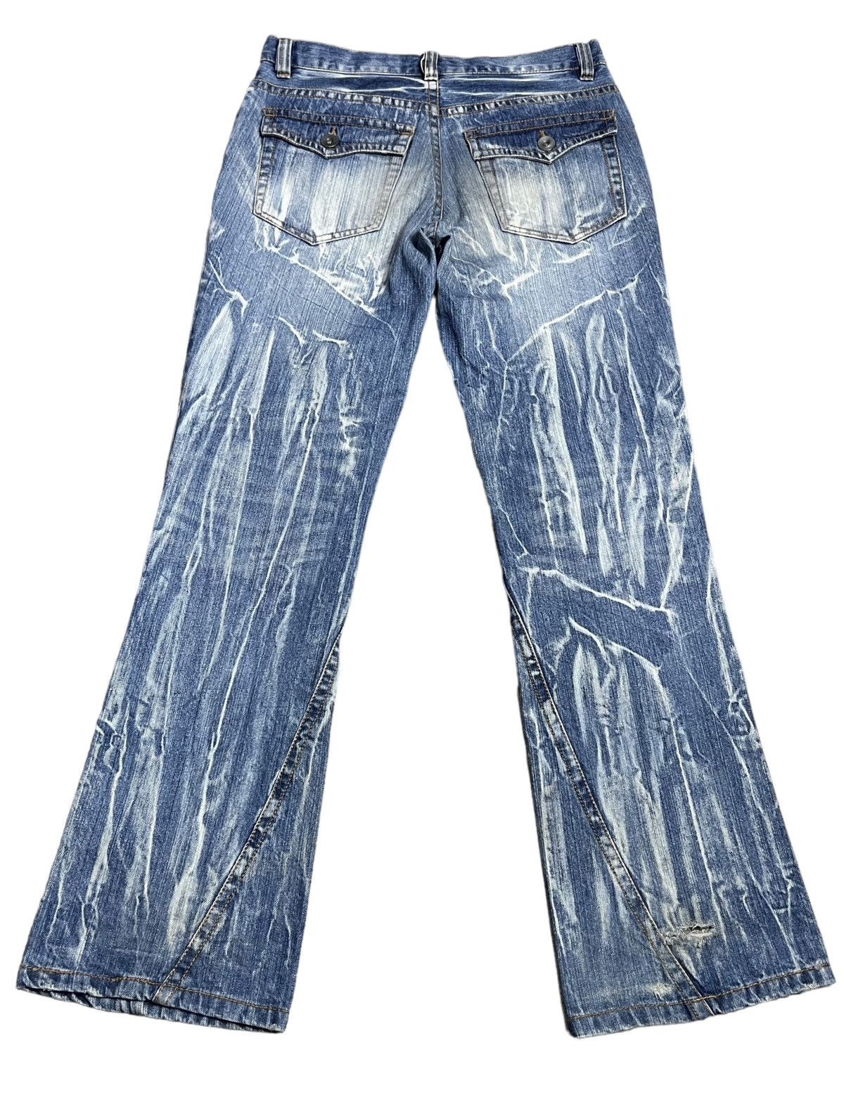If Six Was Nine × Signal Sport SICK🔥PUNK Thunder Lightning Whiskered Acid Wash Flare Jeans Size US 31 - 2 Thumbnail