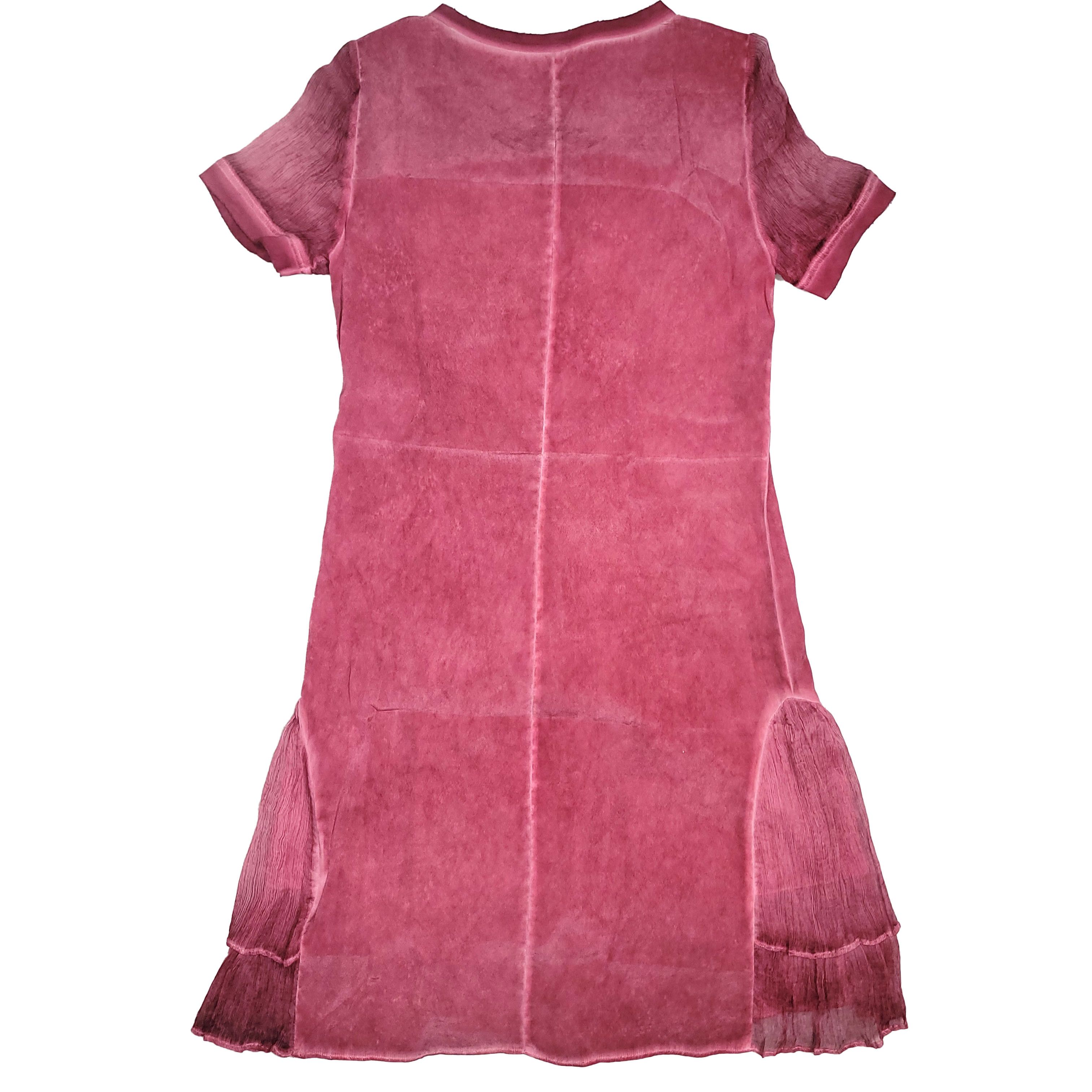 Other Women's 100% Silk M Short Sleeve Dress Raw Hem Design SDK56 Size M / US 6-8 / IT 42-44 - 2 Thumbnail