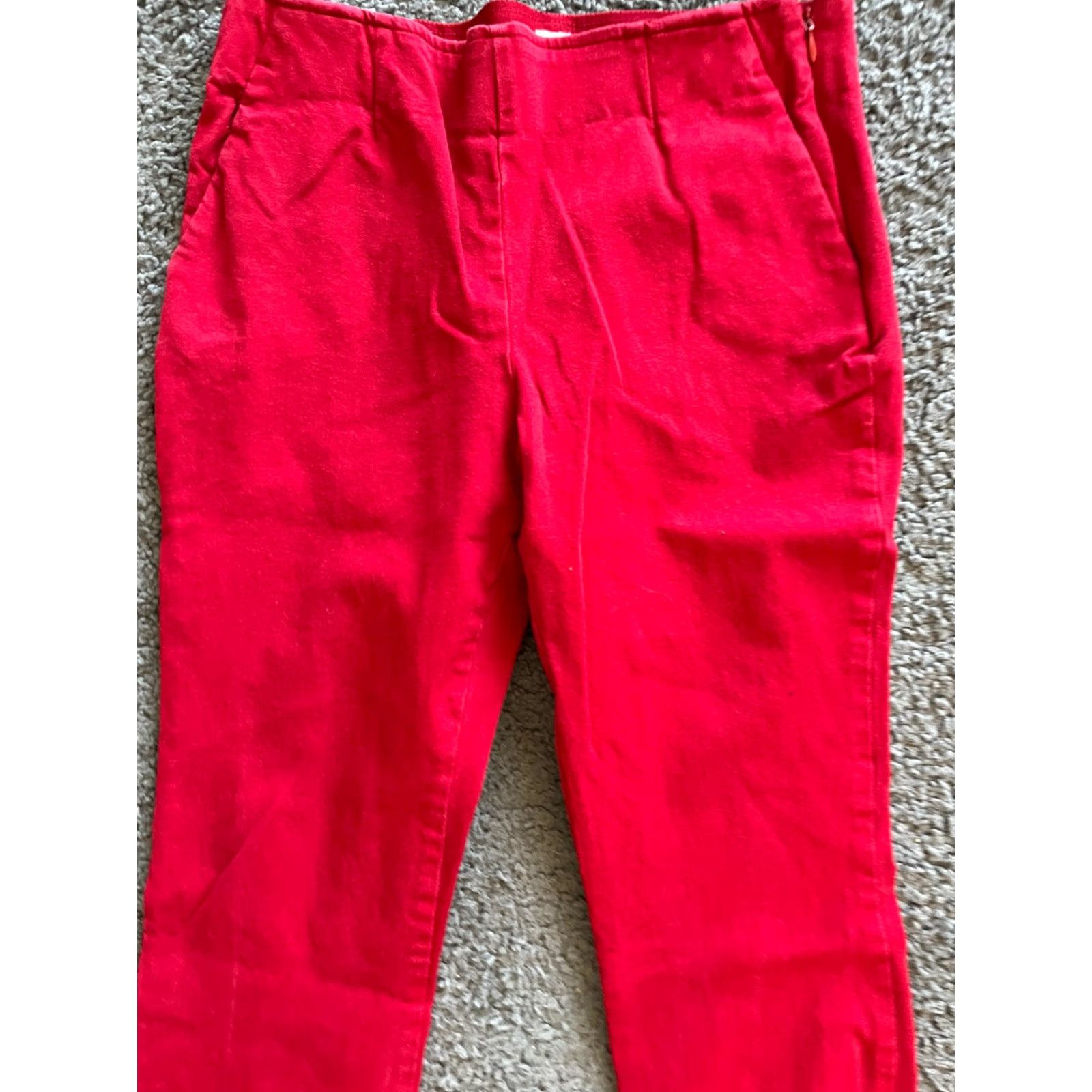 Gap GAP Petite Cropped Flare Pants 6P Red Solid Side Zip Womens Size 28" / US 6 / IT 42 - 2 Thumbnail