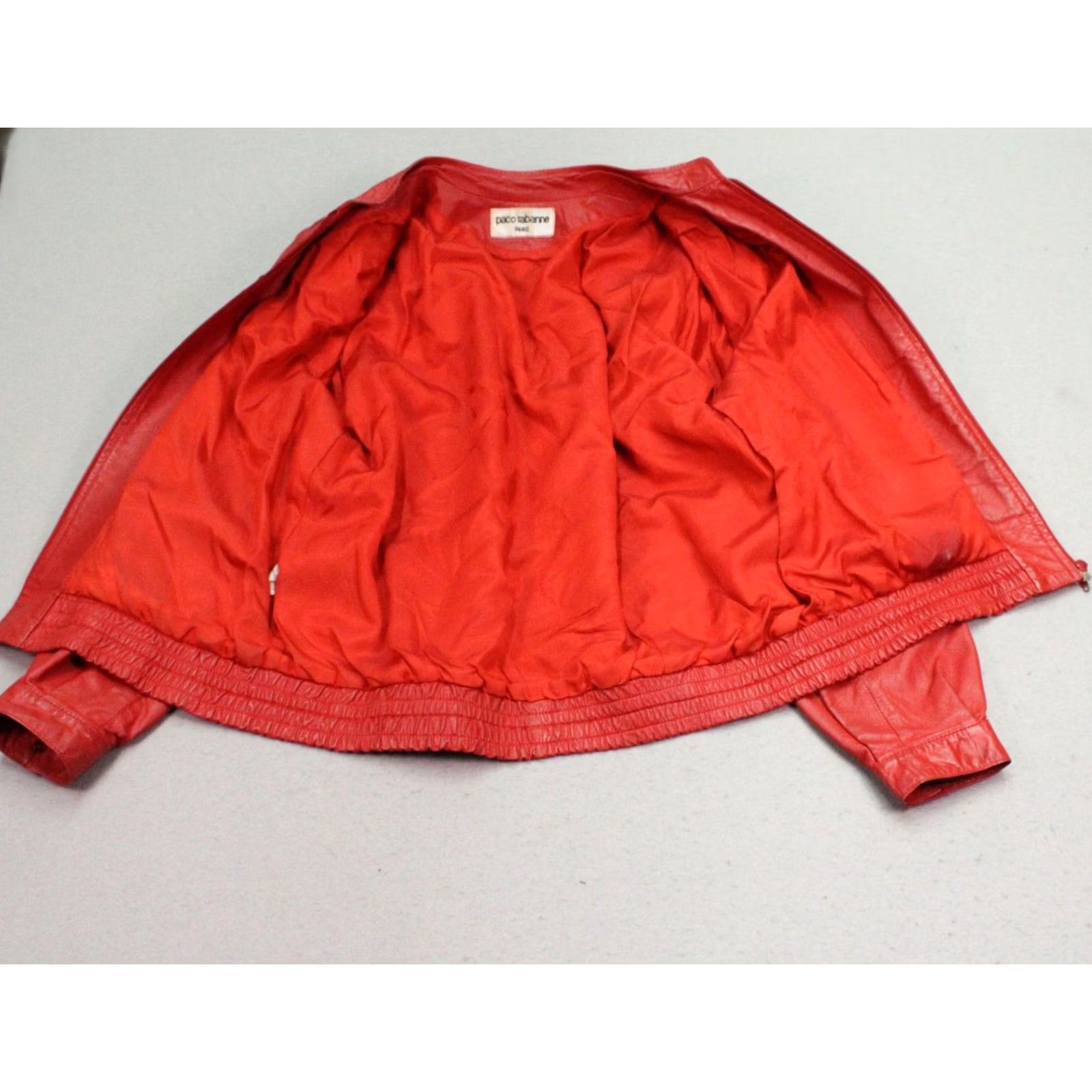 Paco Rabanne VINTAGE Paco Rabanne Jacket Womens Red Leather Bomber Zip 80s Size L / US 10 / IT 46 - 6 Thumbnail