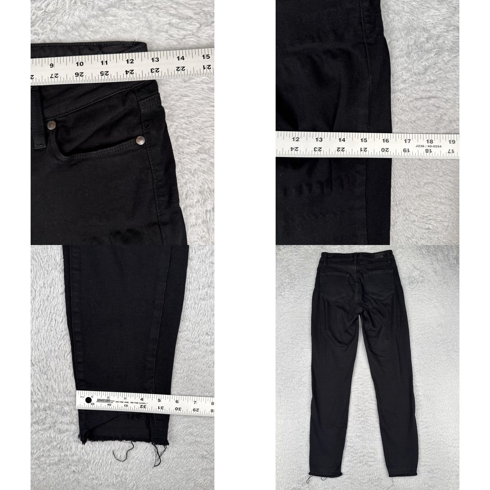 Paige Paige Jeans Womens Hoxton Ankle High Rise Skinny 25 Black Raw Hem Made USA Size 42" / US 20 - 9 Thumbnail