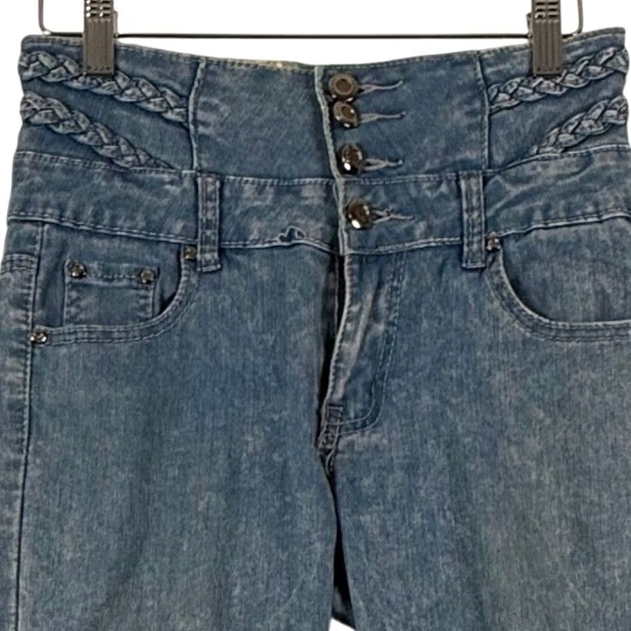 Vintage 3LOOSh Jeans Slim Fit 26 High Waist Button Fly Braided Denim Y2K Boho Festival Size 26" / US 2 / IT 38 - 2 Thumbnail