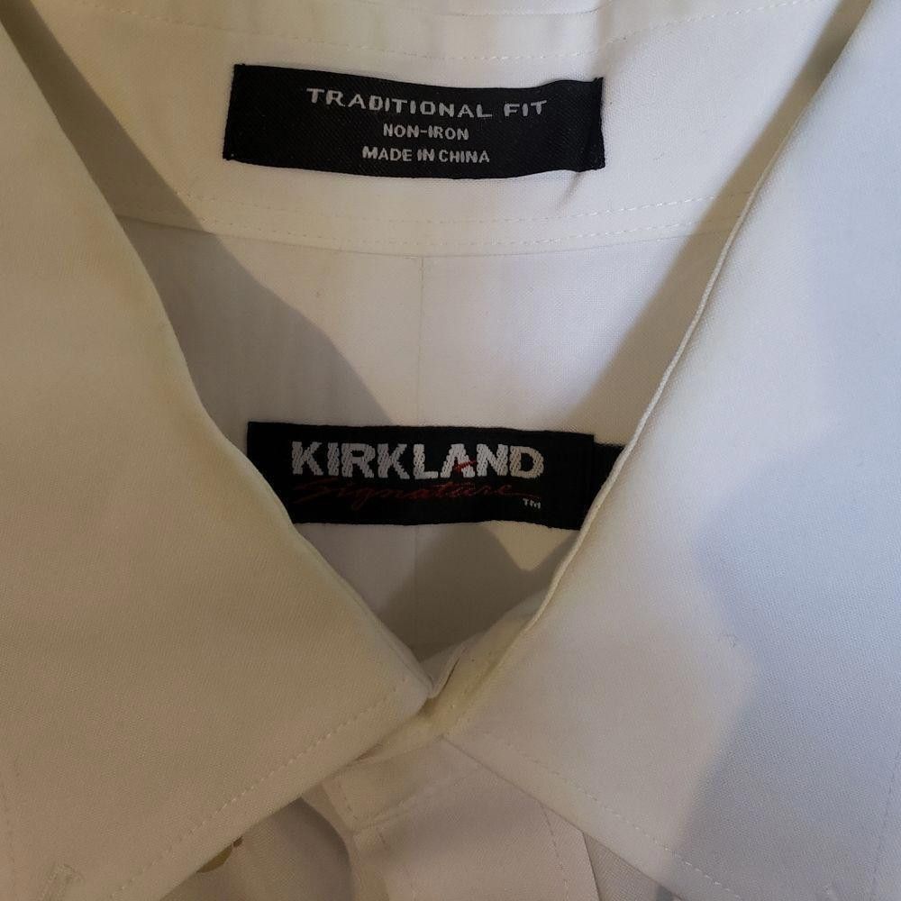 Kirkland Signature CT1059a Men's White Kirkland Shirt 16-34 Size 38R - 2 Thumbnail