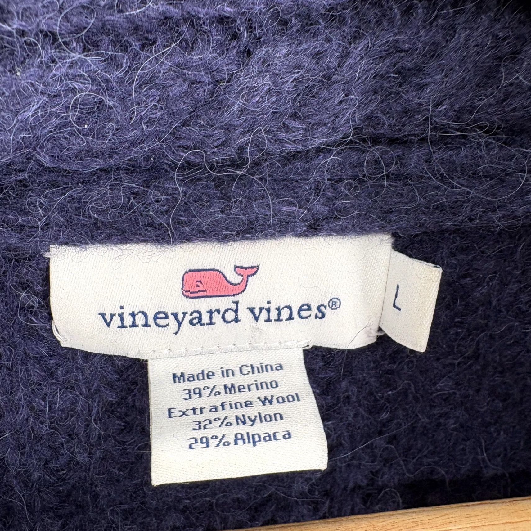 Vineyard Vines Vineyard Vines Cardigan Sweater Womens Large Blue Wool Alpaca Shawl Cable Knit V-Neck Long Sleeve Solid Knitted Pattern Button Winter Casual Womens Size L / US 10 / IT 46 - 4 Thumbnail