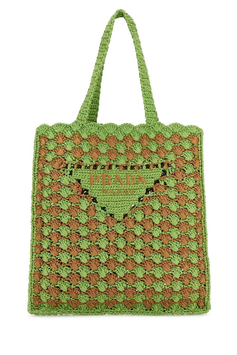 Prada two tones crochet tote bag green/brown Size ONE SIZE - 1 Thumbnail