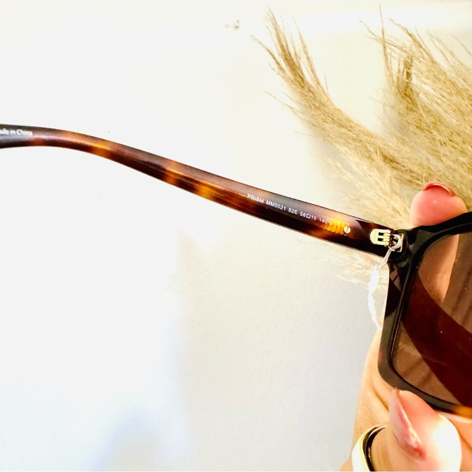 Max Mara NEW MAXMARA Prism Oversize Brown Square Gold Stud Sunglasses Size ONE SIZE - 8 Thumbnail