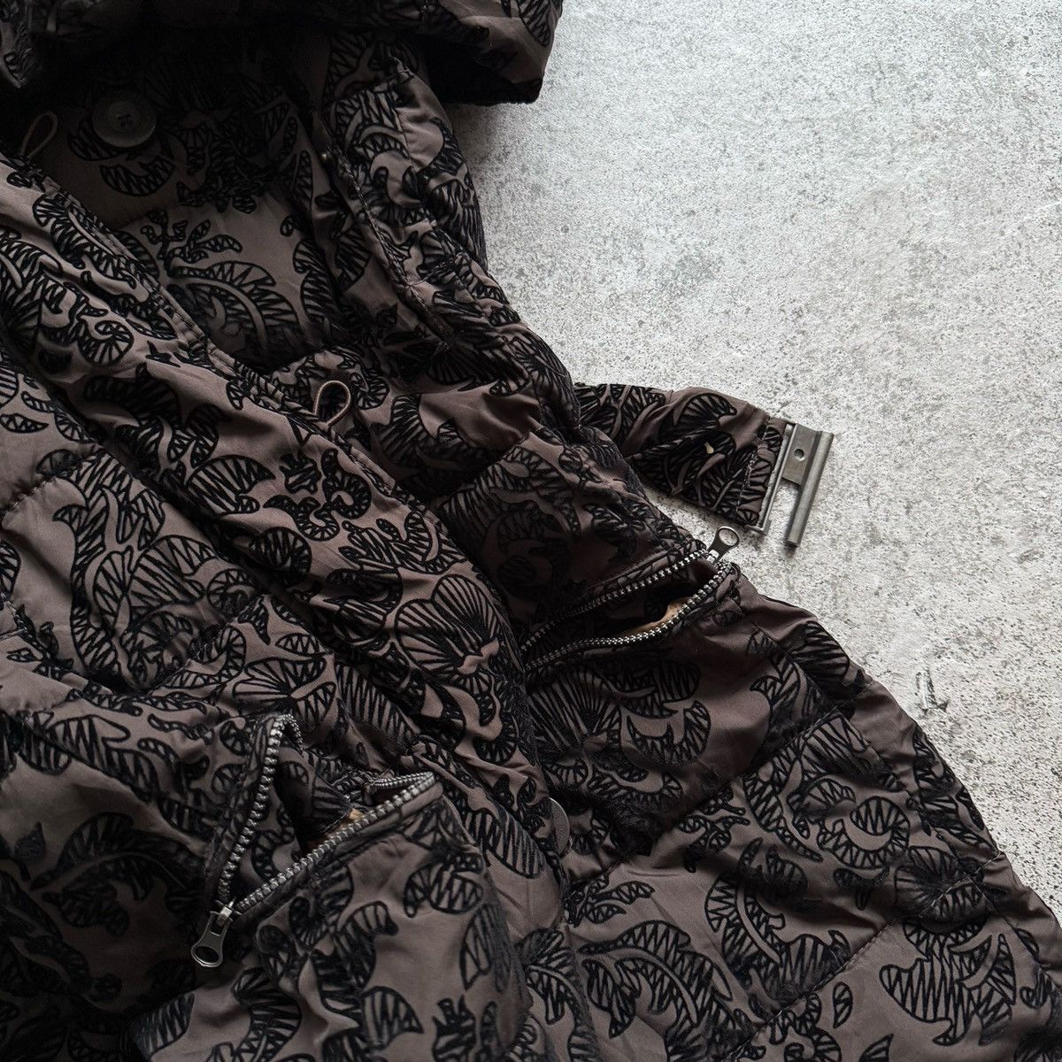 Desigual Desigual Womens Quilted Jacket Hooded Patterned Brown Casual Size S / US 4 / IT 40 - 7 Thumbnail