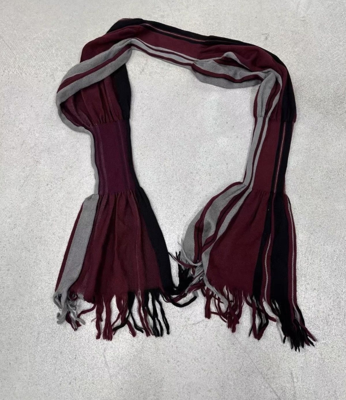 Yohji Yamamoto Yohji Yamamoto Y's Wool Striped Scarf in Skirt-Style Design Size ONE SIZE - 4 Thumbnail