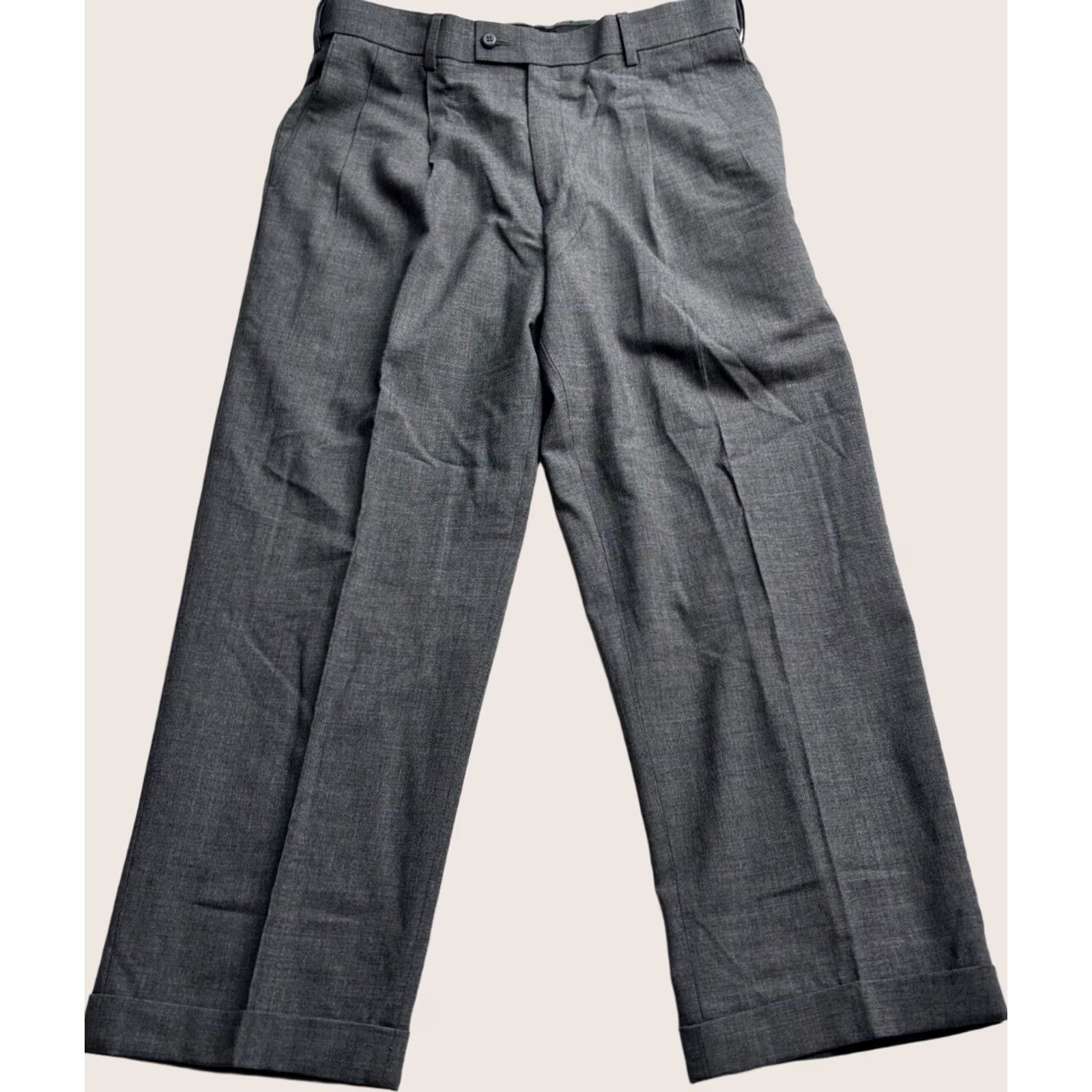 Vintage Louis Raphael Limited JRL Men Gray Dress Pants Wool Stretch Straight 34x29 Hem 26 - 34in Waist, 34in Leg Size US 34 / EU 50 - 1 Thumbnail