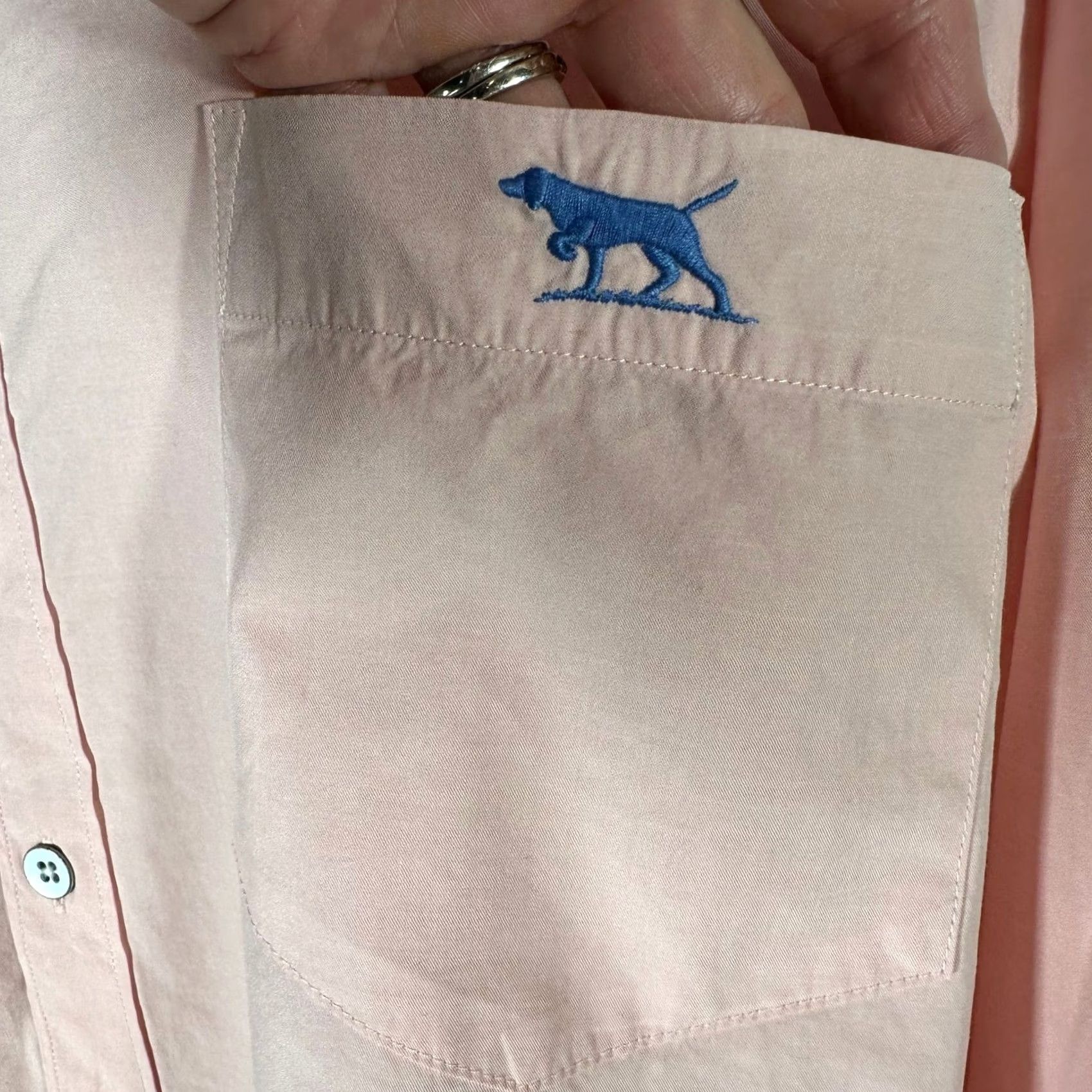 Rodd & Gunn Rodd & Gunn Glenbrook LS SF Shirt Mens 3XLT Pink Cotton Lyocell Button-Up Twill Pocket Embroidered Dog Needlepoint Sports Fit Casual Business Travel Size US XXL / EU 58 / 5 - 2 Thumbnail