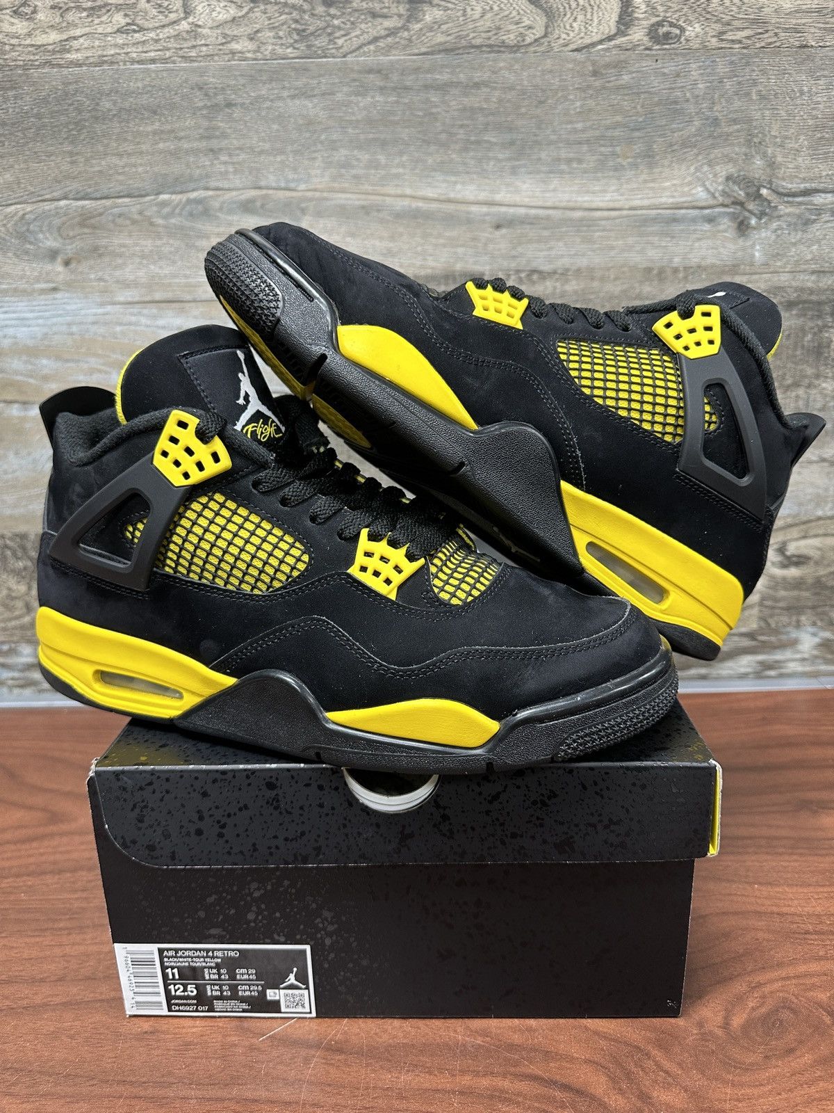 image of Jordan Brand 4 Thunder Size 11 Shoes in Black/Yellow, Men's