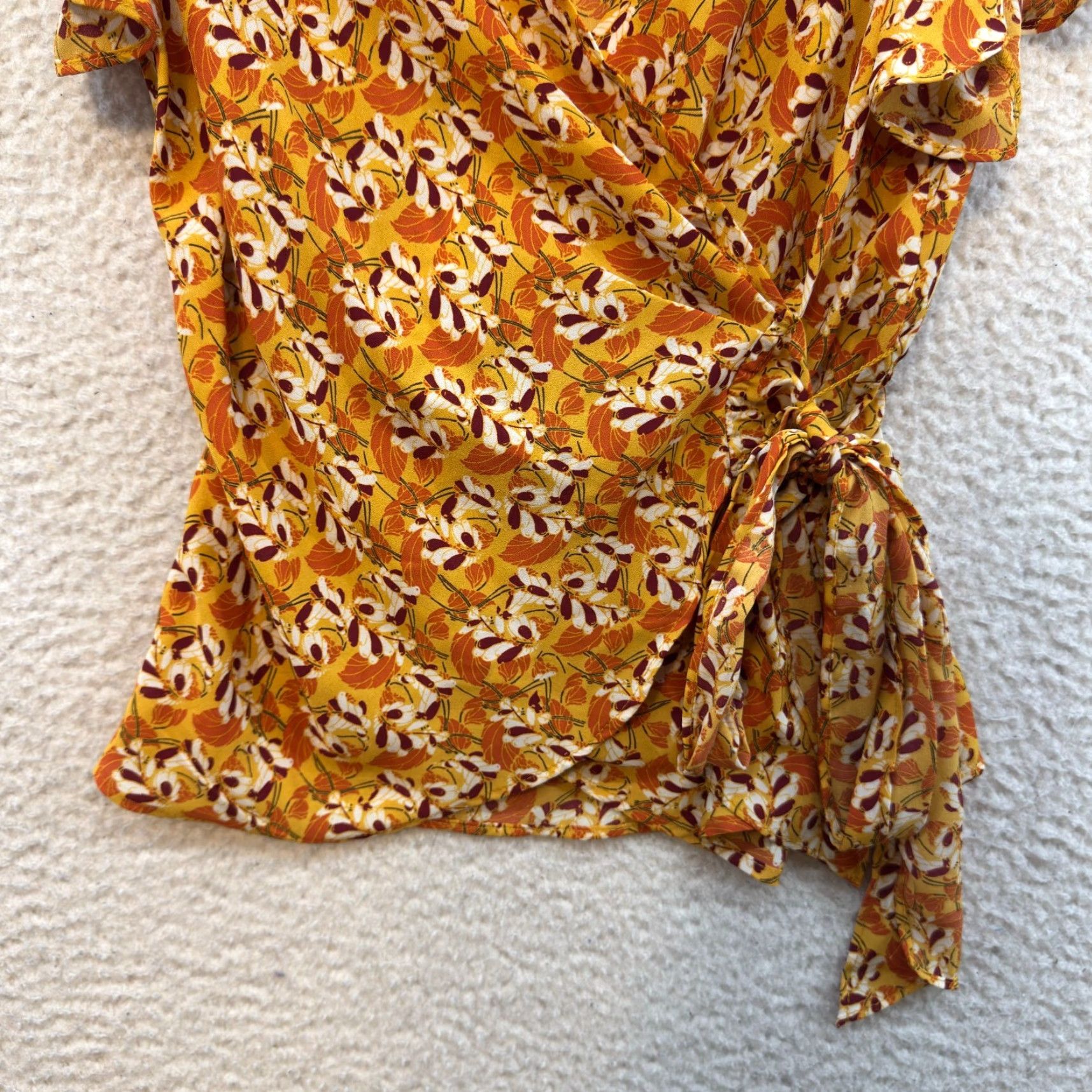 Vintage VINTAGE Y2K Wrap Top Shirt XS Yellow Floral Boho Grunge Bohemian Fairy Max Studio Size XS / US 0-2 / IT 36-38 - 4 Thumbnail