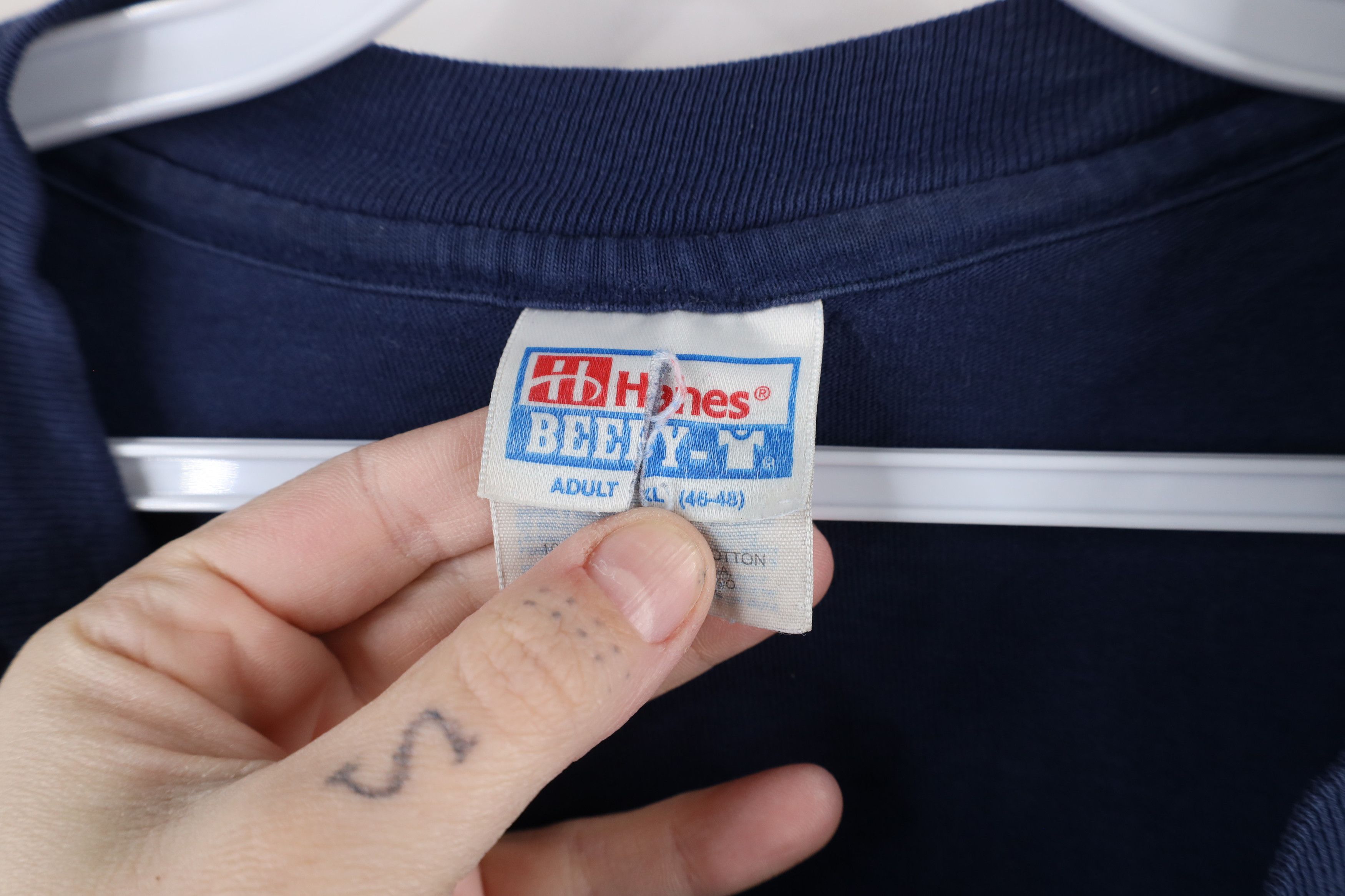 Hanes × Vintage Vintage 90s Hanes Beefy Cotton Long Sleeve T-Shirt Blue Size US XL / EU 56 / 4 - 6 Thumbnail