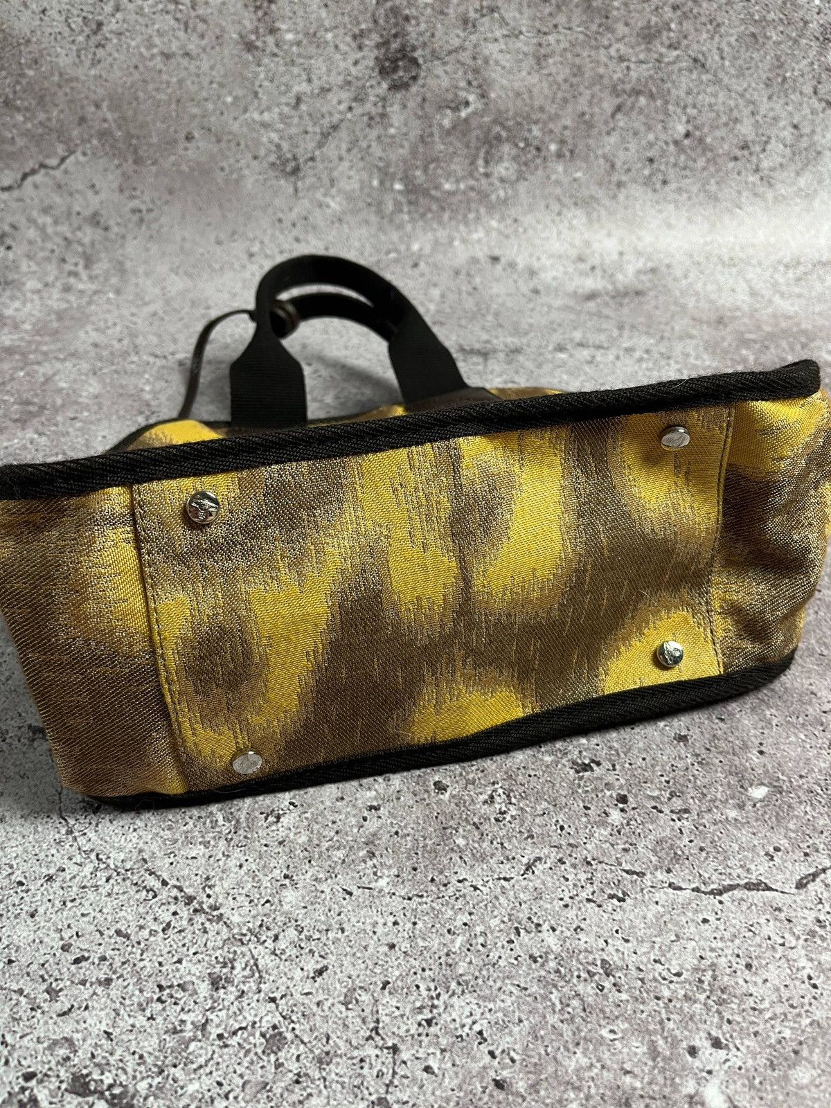 Vivienne Westwood Yellow Leopard Print Handbag OrbLogo Canvas SatchelTote Rare Size ONE SIZE - 8 Thumbnail