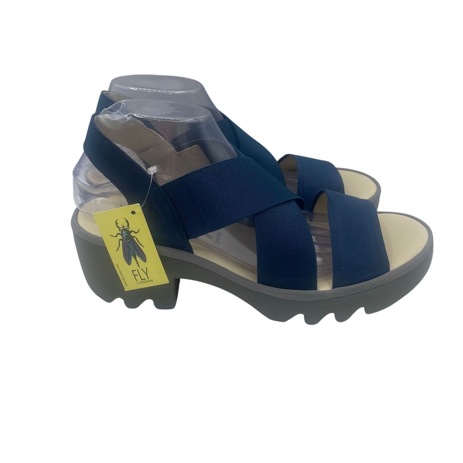 Fly London FLY London Taji502FLY Low Block Heel Crossover Sandals Blue Size US 10 / IT 40 - 1 Thumbnail