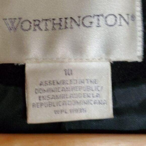 Worthington Worthington Black Wool Heavy Velvet Hooded Lined Button Sz. Size M / US 6-8 / IT 42-44 - 2 Thumbnail