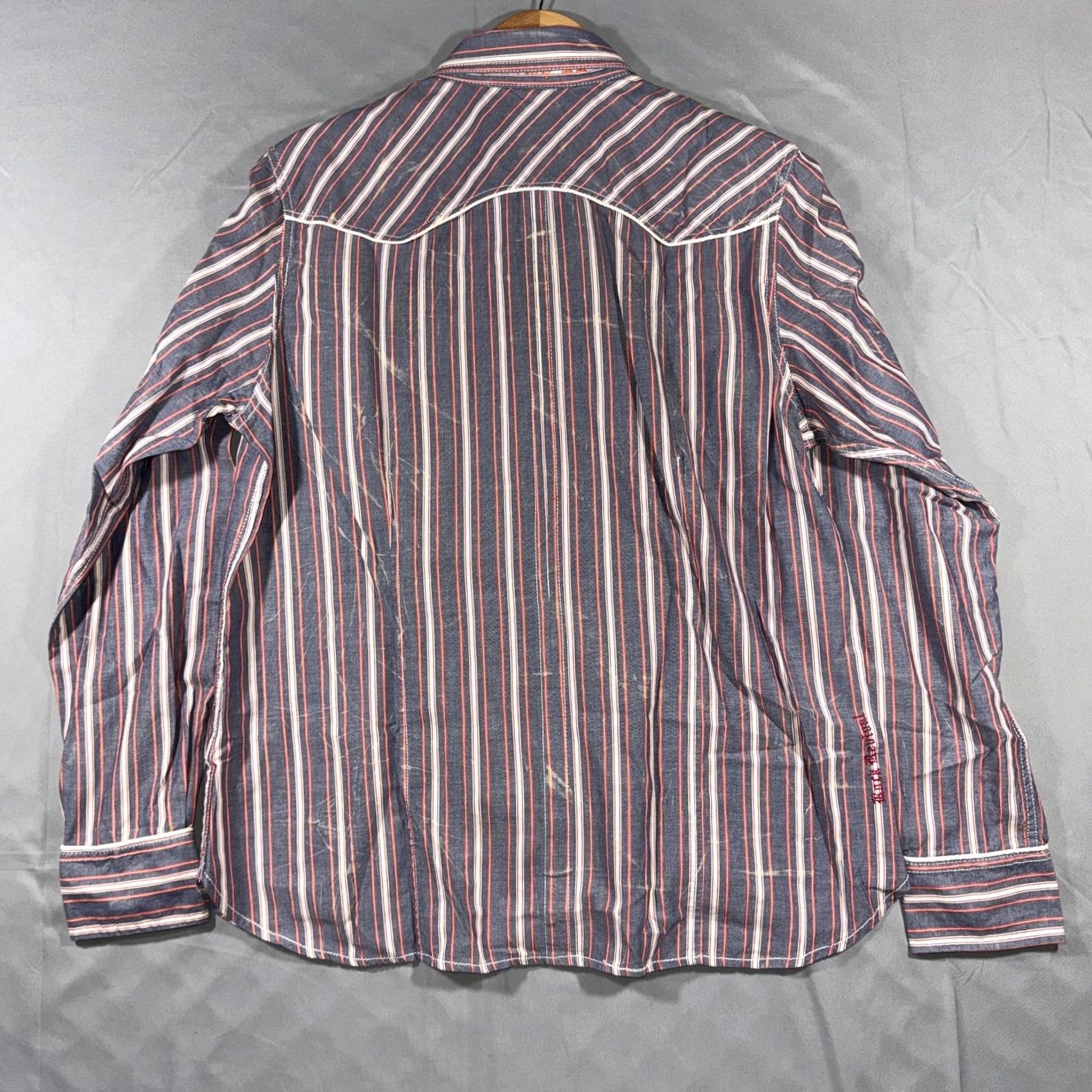 Vintage VINTAGE Rock Revival Shirt Mens Large Blue Red Stripe Snap Front Western Long Sleeve Size US L / EU 52-54 / 3 - 2 Thumbnail