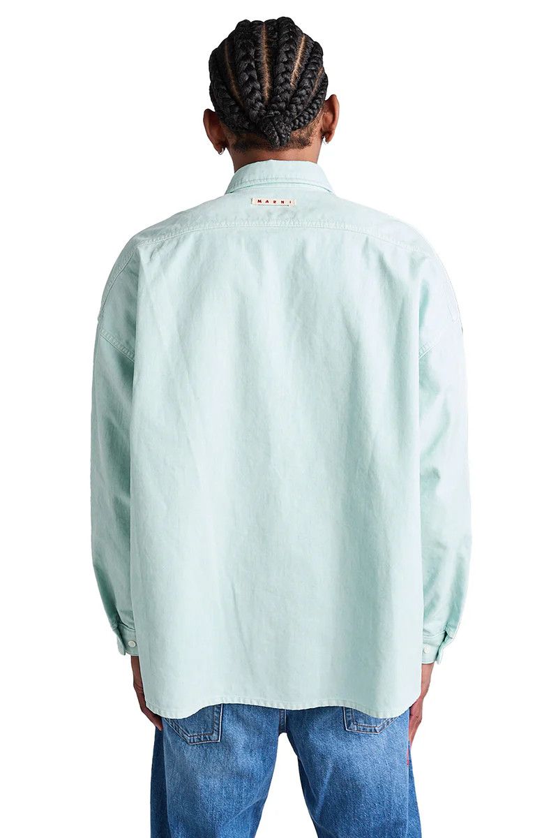 Marni (CLEAN OUT) Marni Flocked Denim Overshirt 'Aquamarine' XL Size US XL / EU 56 / 4 - 4 Thumbnail