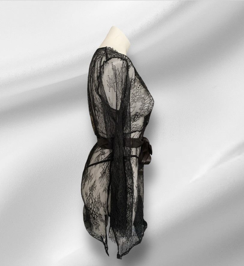 Designer NWT Long Sleeve Sheer Dress Robe Thong Set Black Size M / US 6-8 / IT 42-44 - 4 Thumbnail