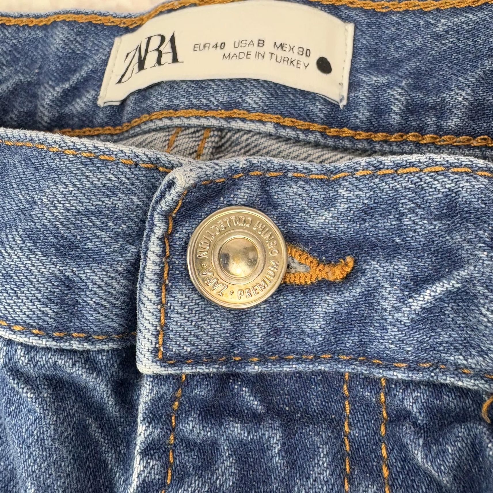 Zara Zara Jeans Womens 8 Distressed Cropped Blue Denim 9863/046 Size 30" / US 8 / IT 44 - 3 Thumbnail