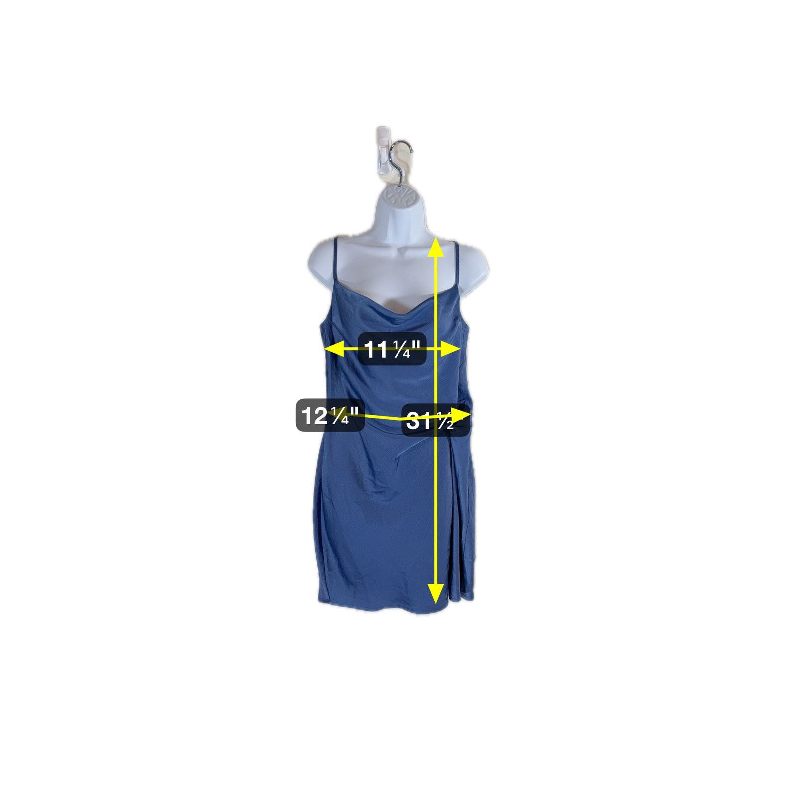 Other NWT Cowl Neck Slip Mini Dress Dusty Blue Sz L Boutique Glam Size L / US 10 / IT 46 - 6 Thumbnail