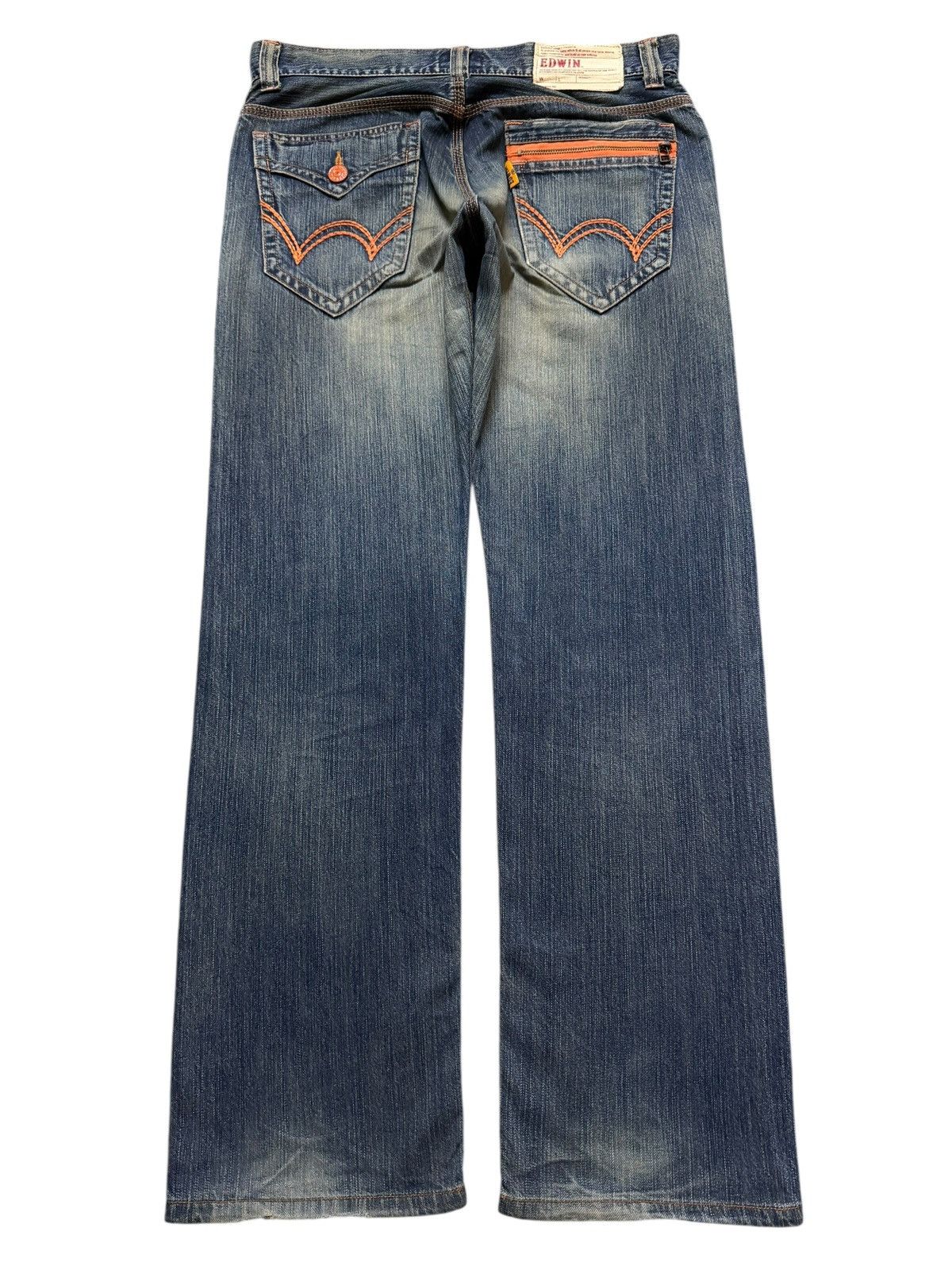 Edwin Vintage 90s Edwin XV Blue Faded Wash Whiskers Straight Loose Size US 34 / EU 50 - 2 Thumbnail