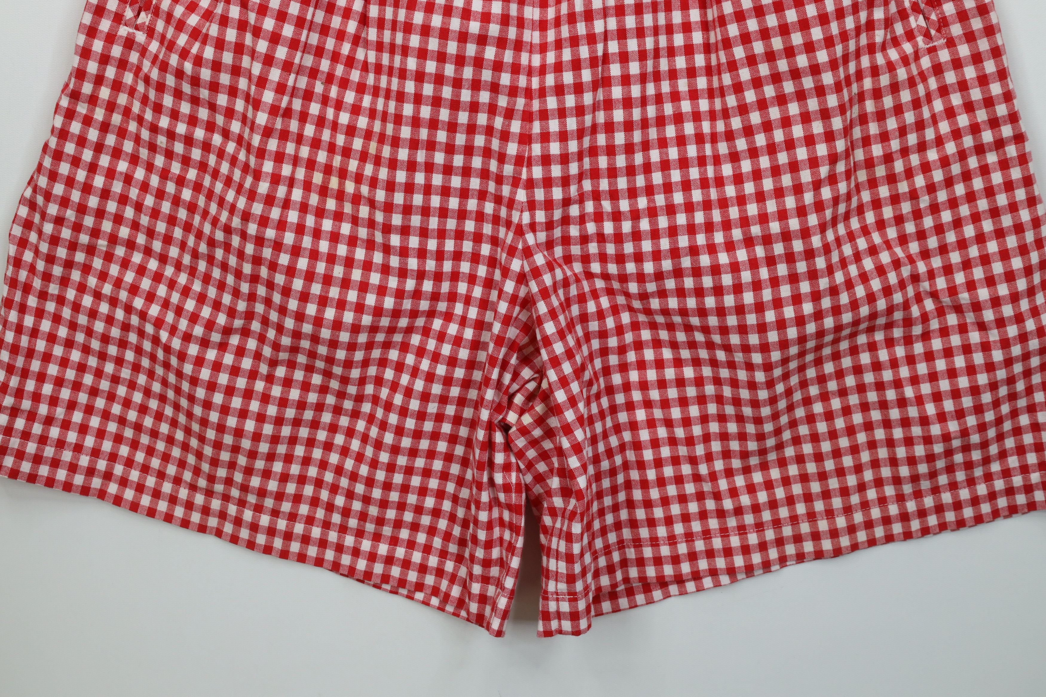 Vintage Vintage 90s Streetwear Country Western Shorts Gingham Red Size 28" / US 6 / IT 42 - 4 Thumbnail
