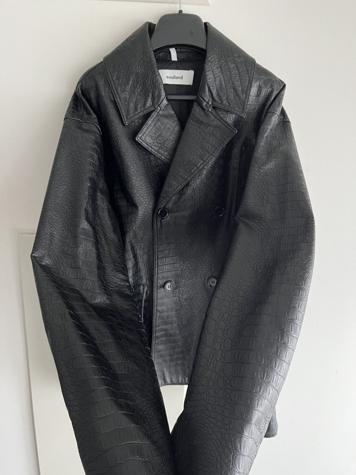 Soulland Super Rare Brand New Croc Embossed Leather Blazer Jacket Size US XL / EU 56 / 4 - 3 Thumbnail